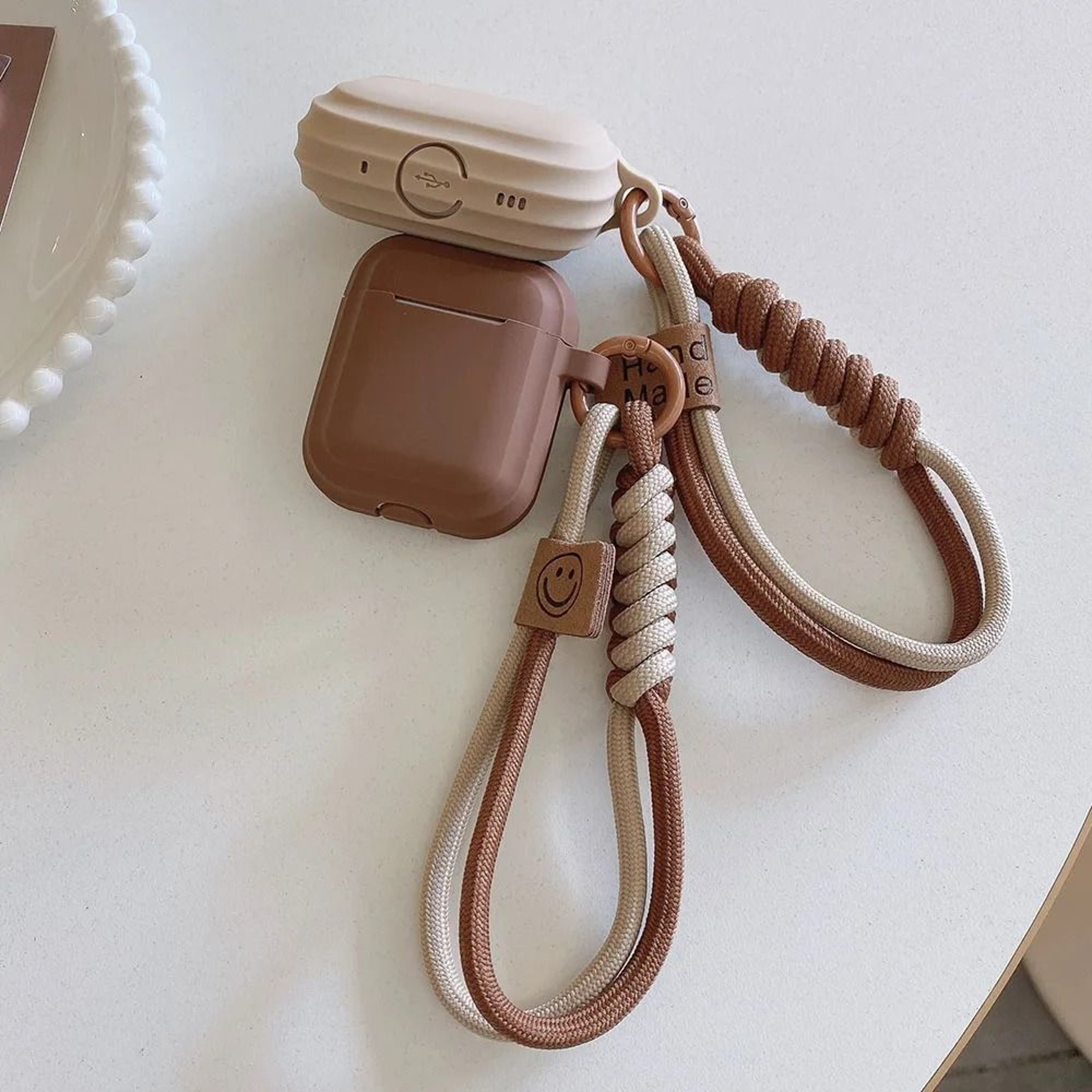 Caramel Color Soft Silicone AirPods Case With Anti Fall Lanyard For AirPods 4 3 Pro 2 1 3