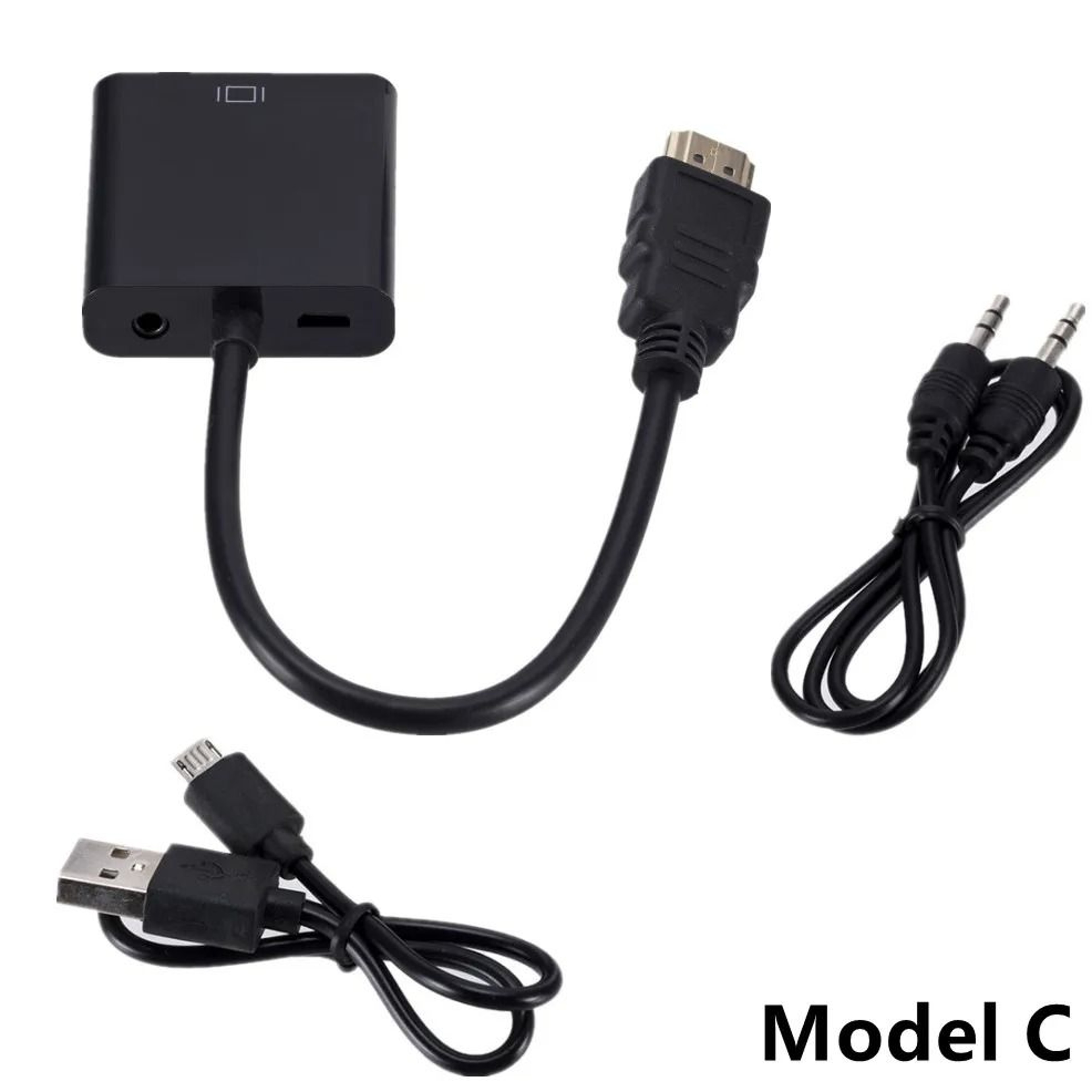 1080P HDMI To VGA Cable Converter With Audio And Power Supply For Tablet Projector PC And TV 5