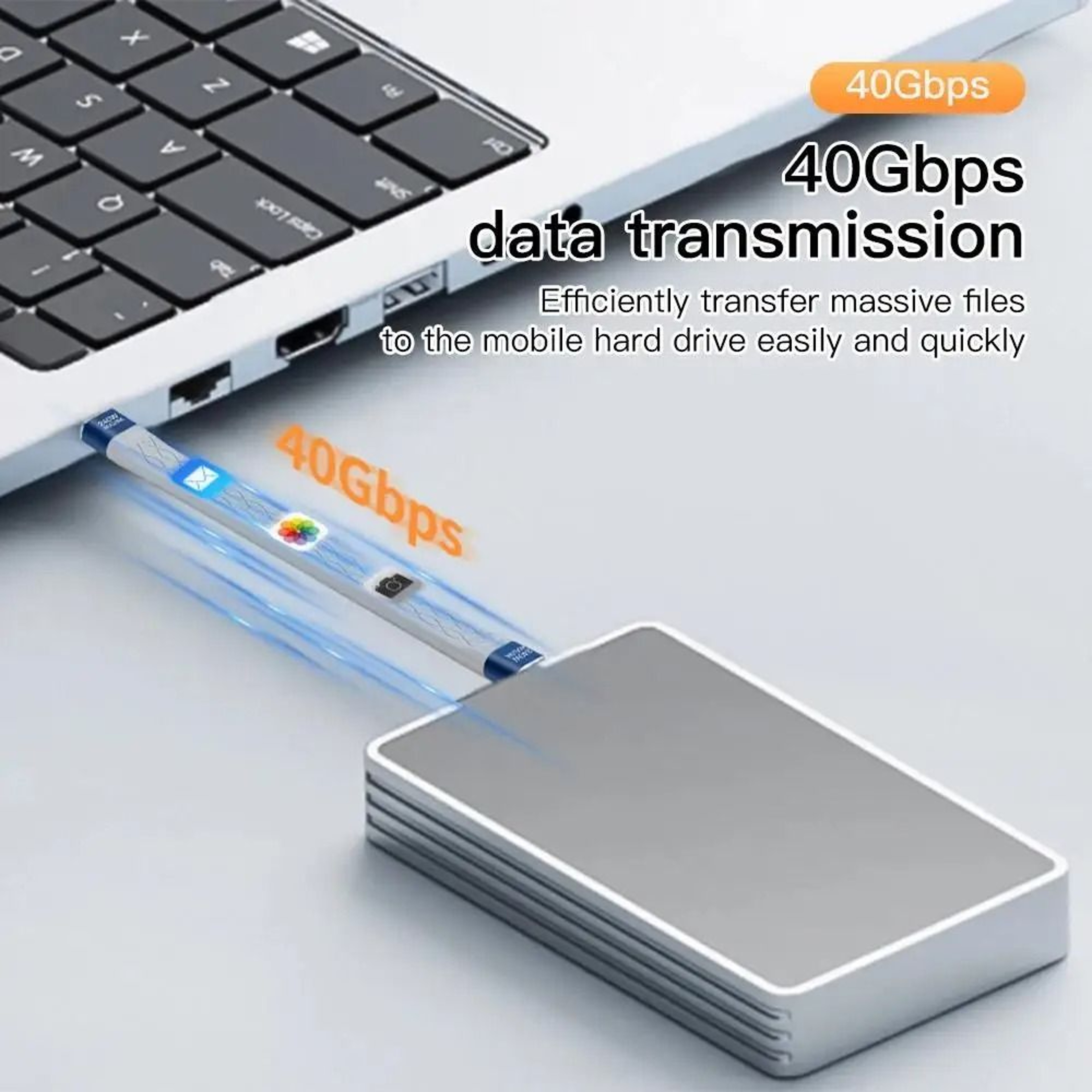 USB 40 TypeC Cable 40Gbps Data Transfer And PD240W Fast Charging Wire For Laptops And Phones 2
