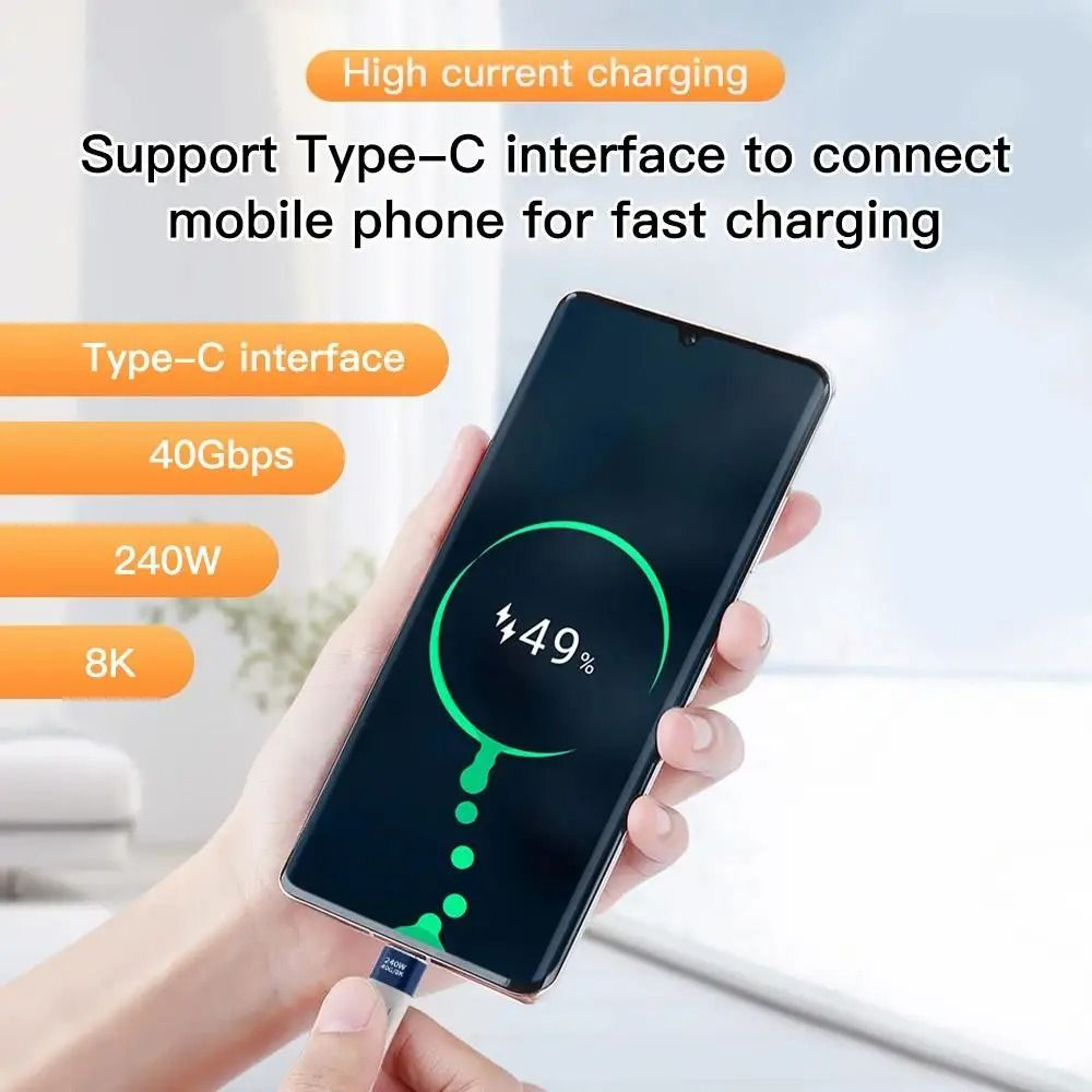 USB 40 TypeC Cable 40Gbps Data Transfer And PD240W Fast Charging Wire For Laptops And Phones 4