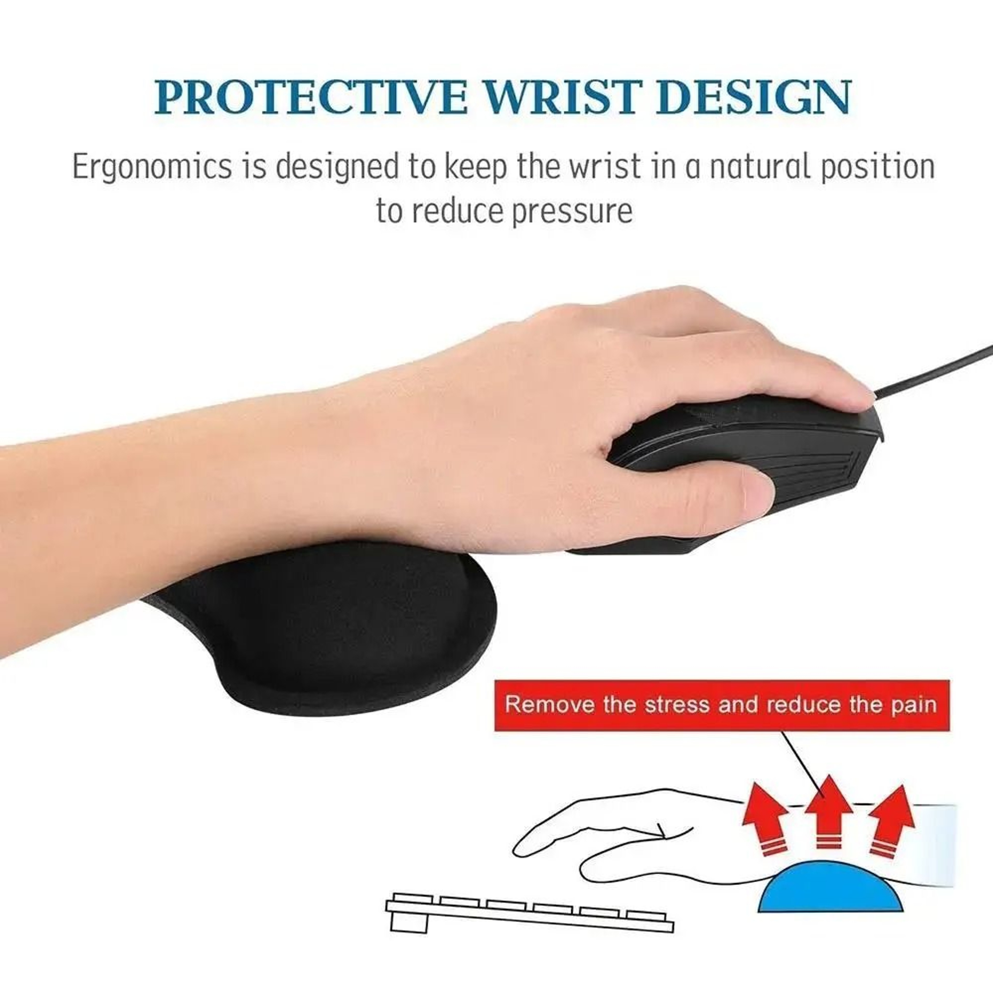 Ergonomic Memory Foam Mouse And Keyboard Wrist Support Pad For PC Gaming And Office Laptops 3