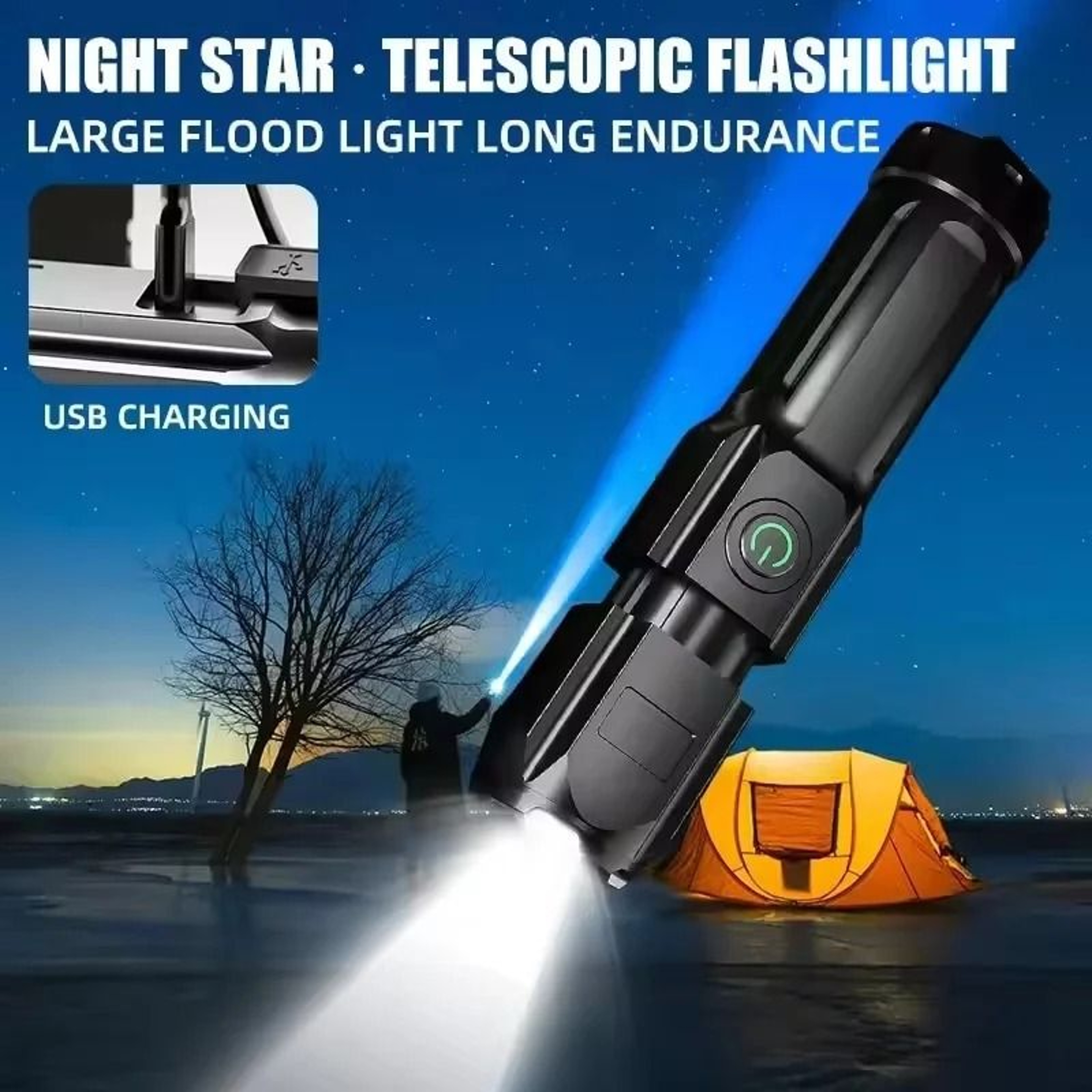 Super Bright Multi Functional USB Rechargeable LED Long Range Tactical Torch Lamp For Outdoor Campi 0