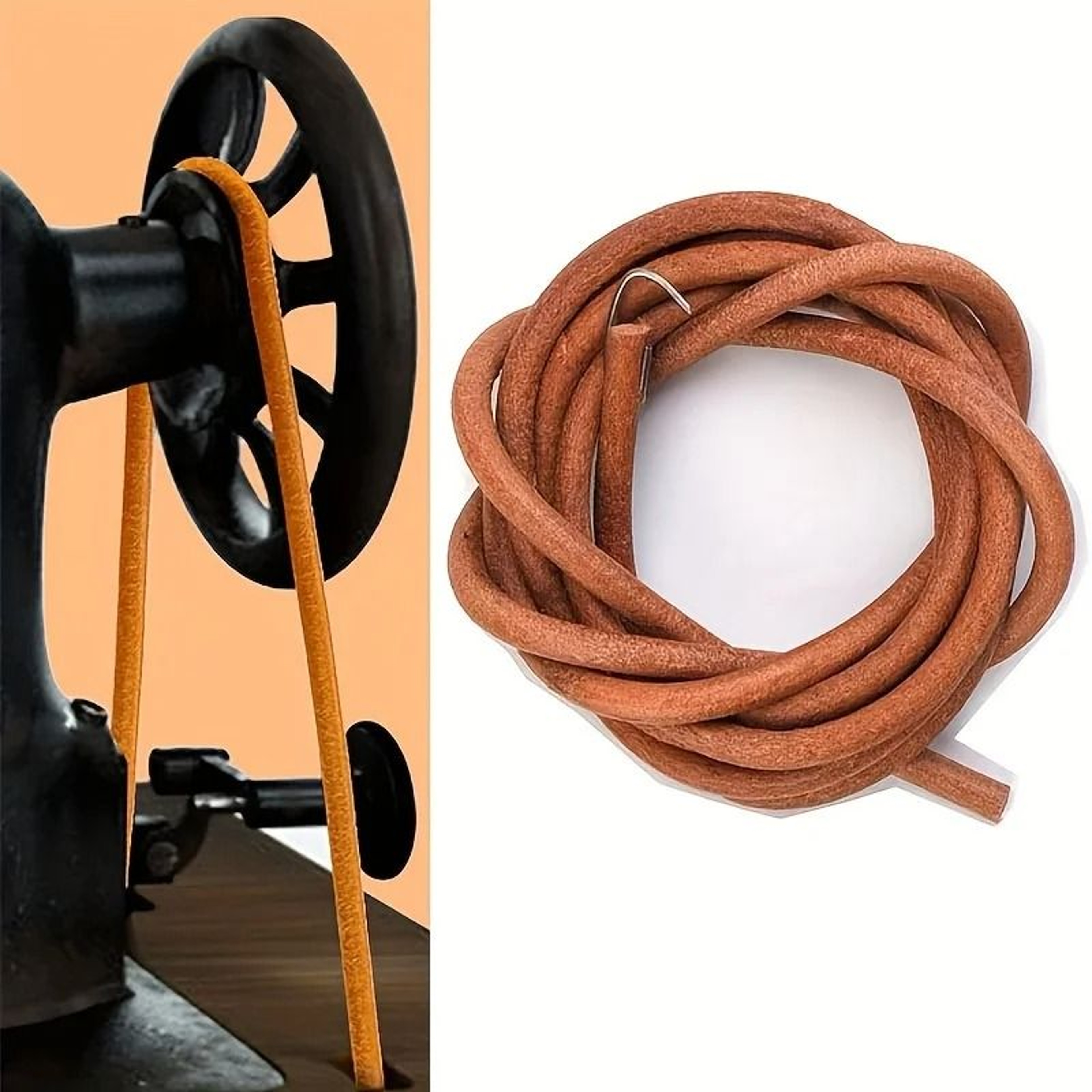 Durable Brown Cowhide Pedal Sewing Machine Belt For OldFashioned Household Sewing Machines 0