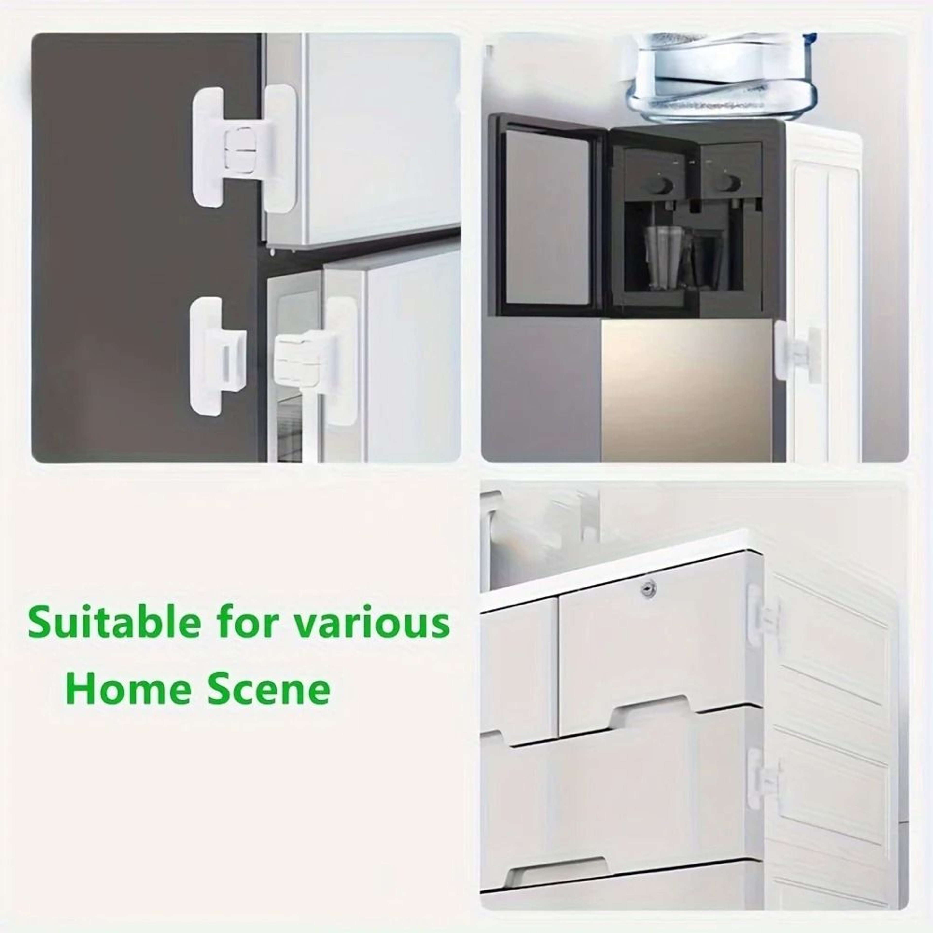 4pcs Refrigerator Door Safety Buckle Universal Drawer Lock Child Proof Protection With Double Buckl 4