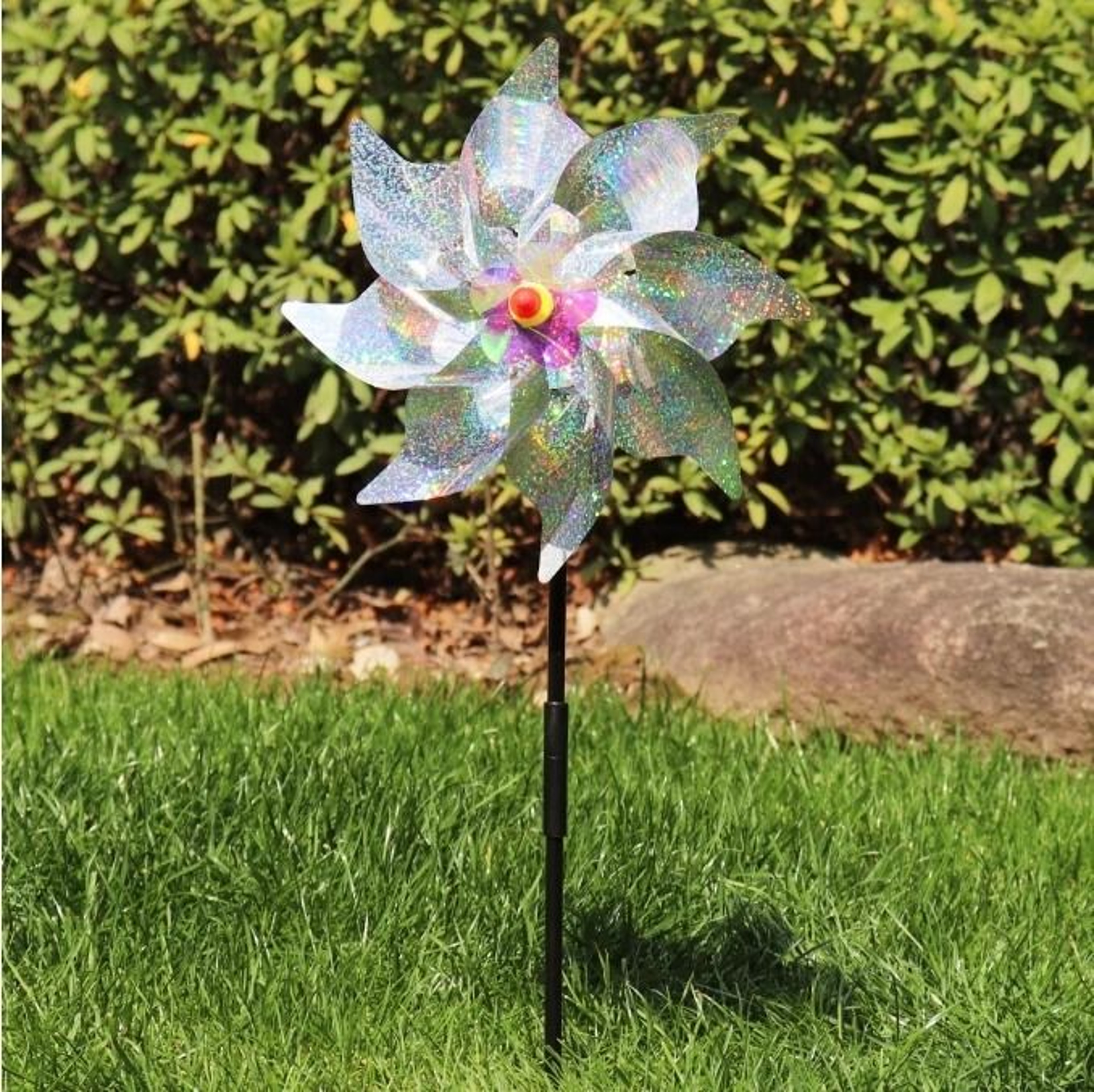 Solar Reflective Laser Windmill Bird Drive Rainbow Gradient Spinner For Gardens Terraces Balconies  9