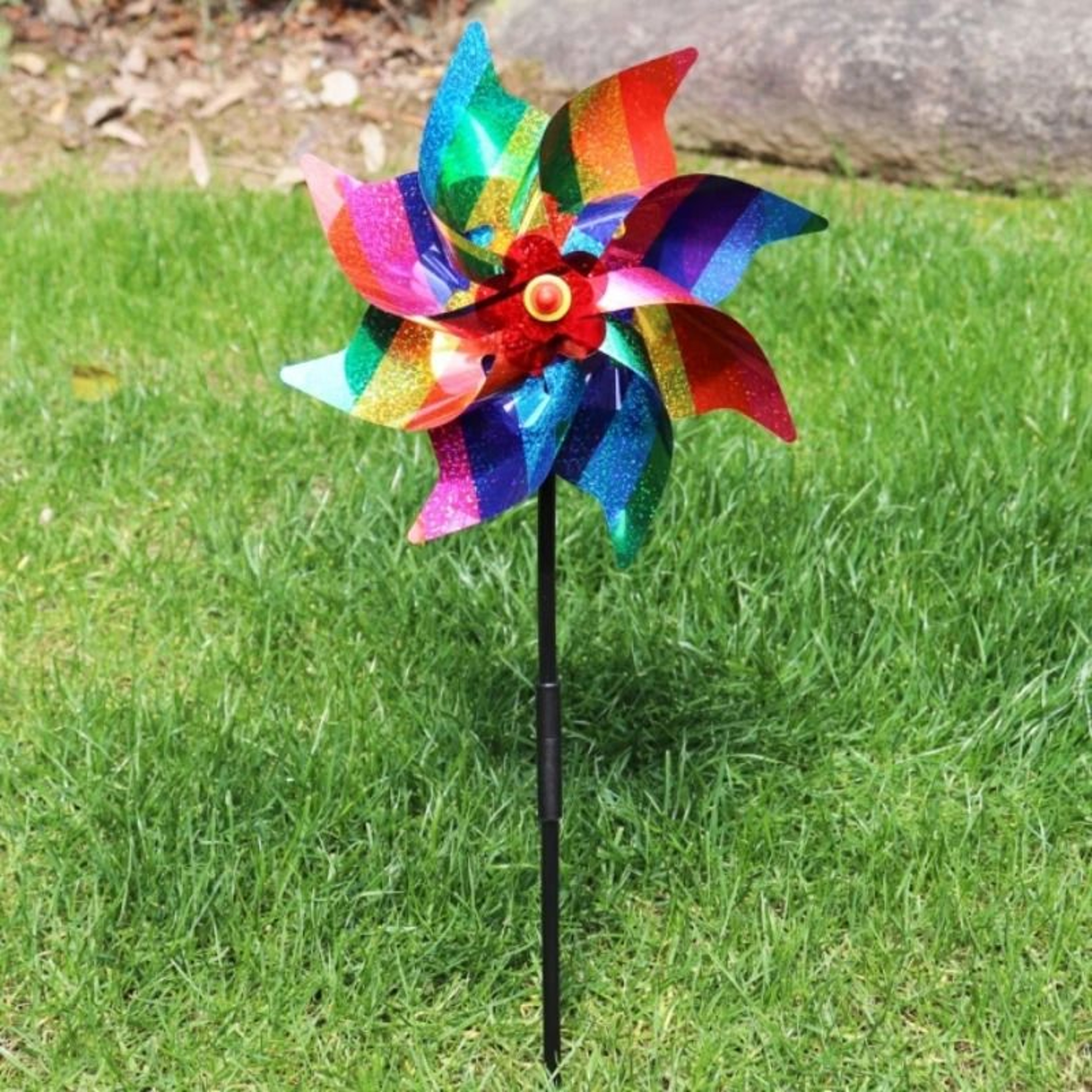 Solar Reflective Laser Windmill Bird Drive Rainbow Gradient Spinner For Gardens Terraces Balconies  7
