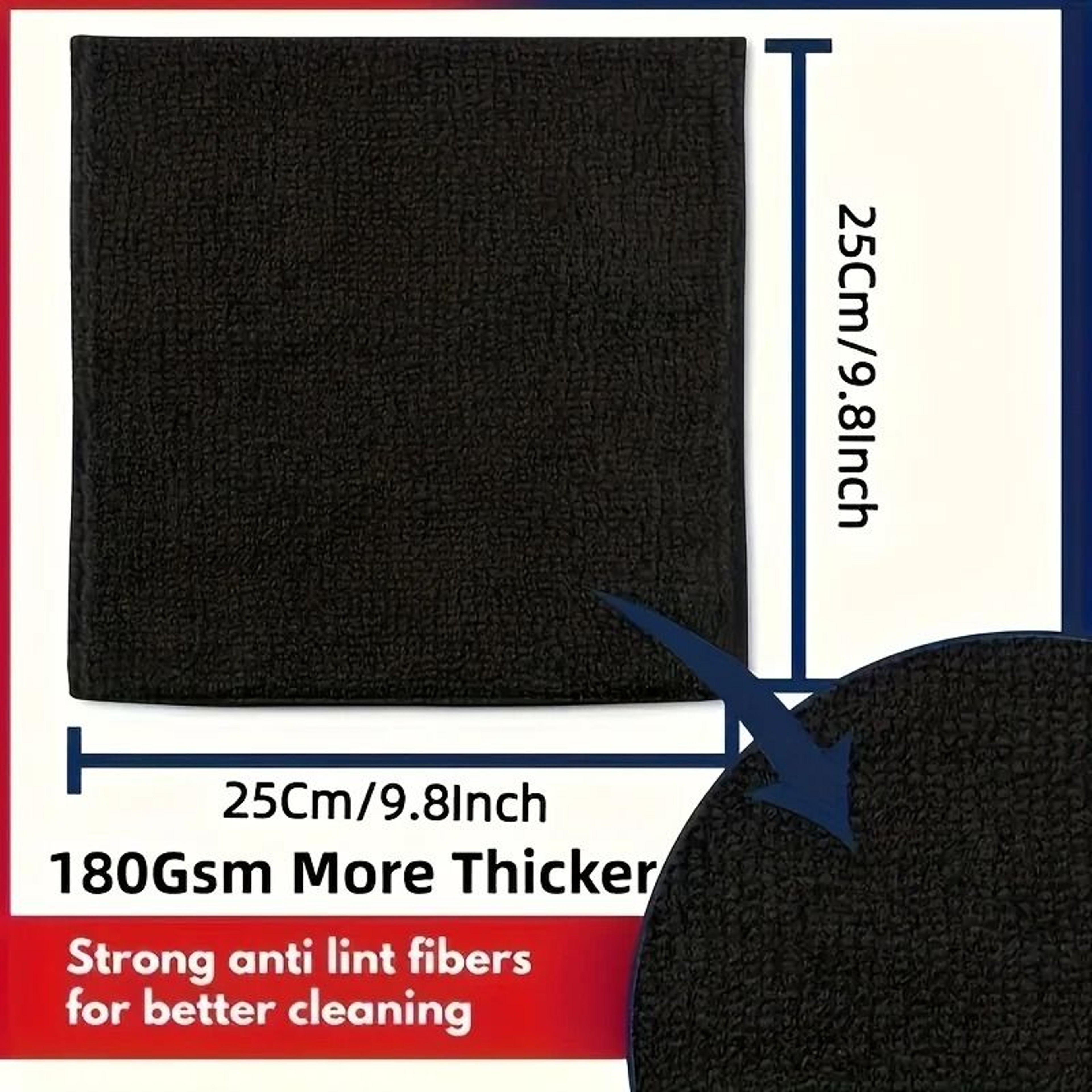 Black Microfiber Kitchen Cleaning Cloths Highly Absorbent Reusable Polyester Dish Towels 2