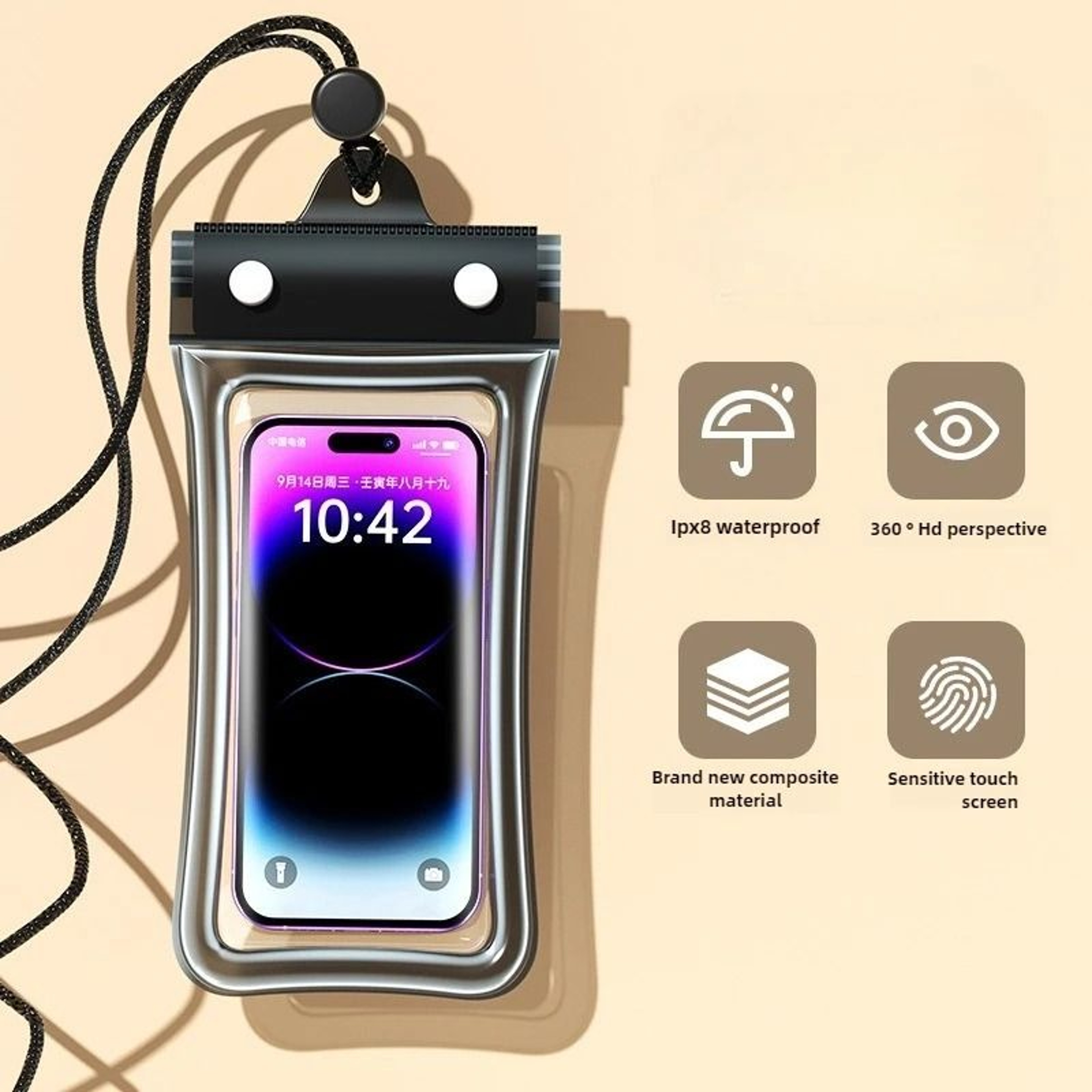 Outdoor Universal Mobile Phone Waterproof Pouch Drift Bag With Lanyard  Touchscreen Compatible And  6
