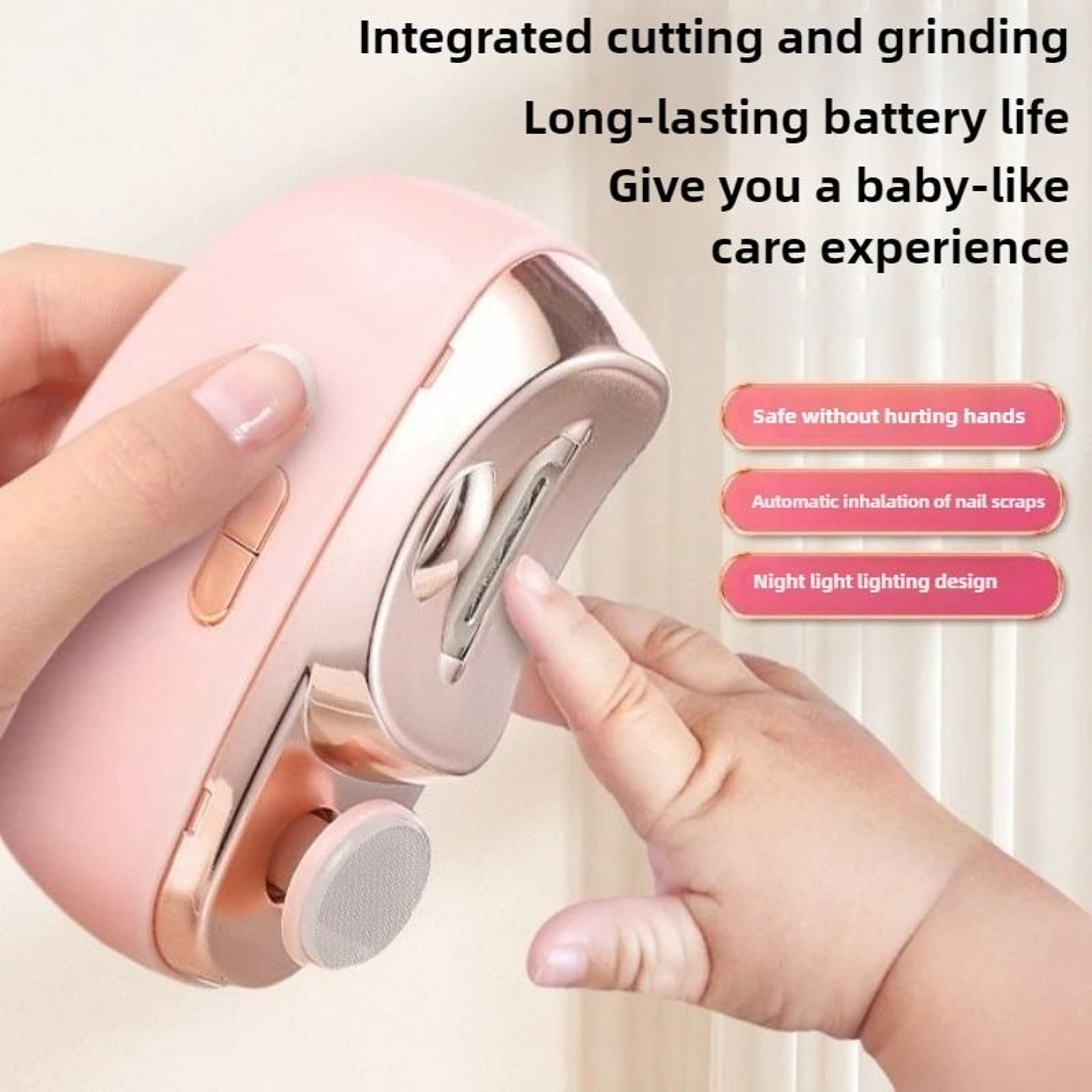 USB Rechargeable 2in1 Automatic Electric Nail Trimmer  Polisher  AntiPinch Safety Design For Childr 0