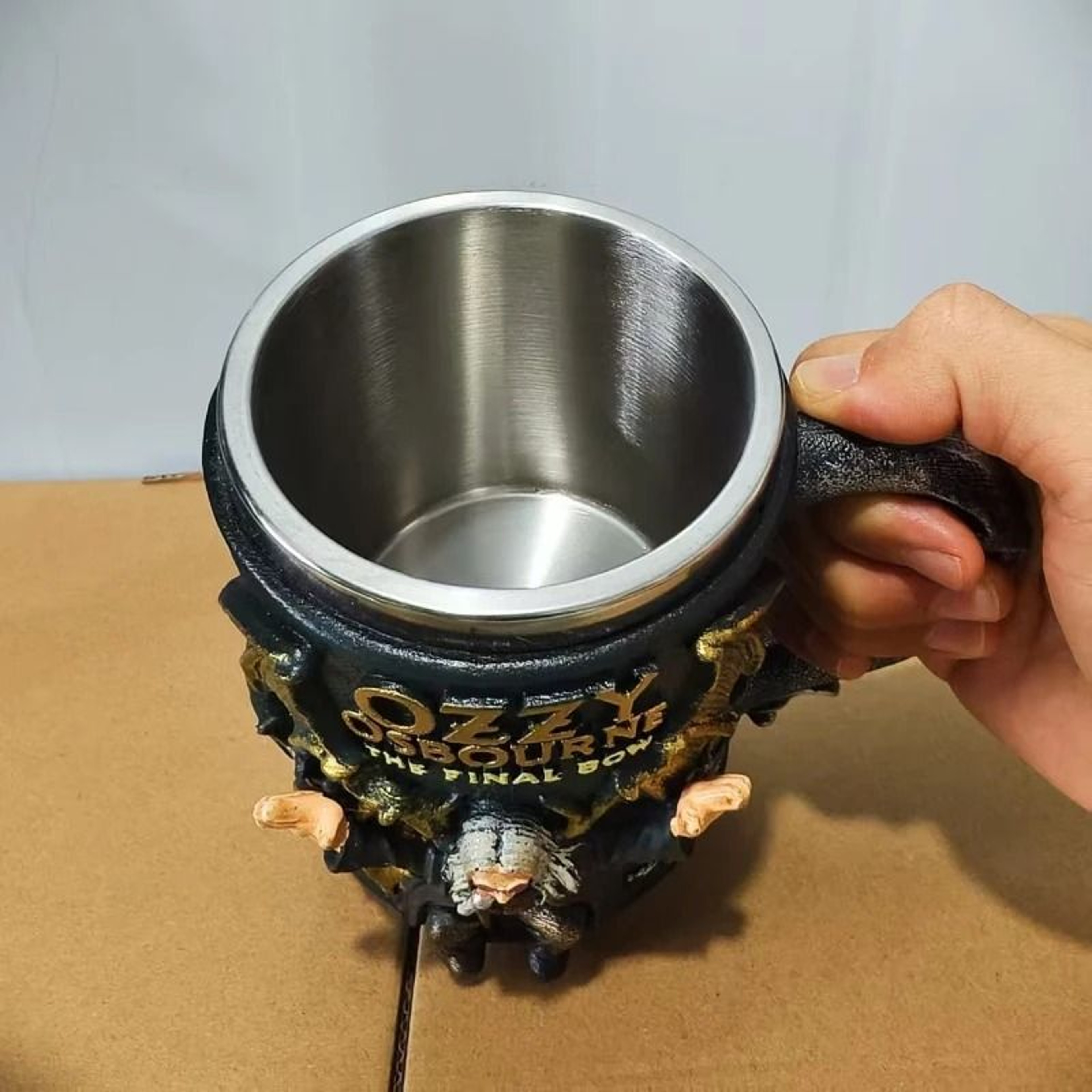 Retro 3D Resin Mug Ozzy Osbourne The Final Bow Ornament Stainless Steel Interior Coffee Cup For Hom 3