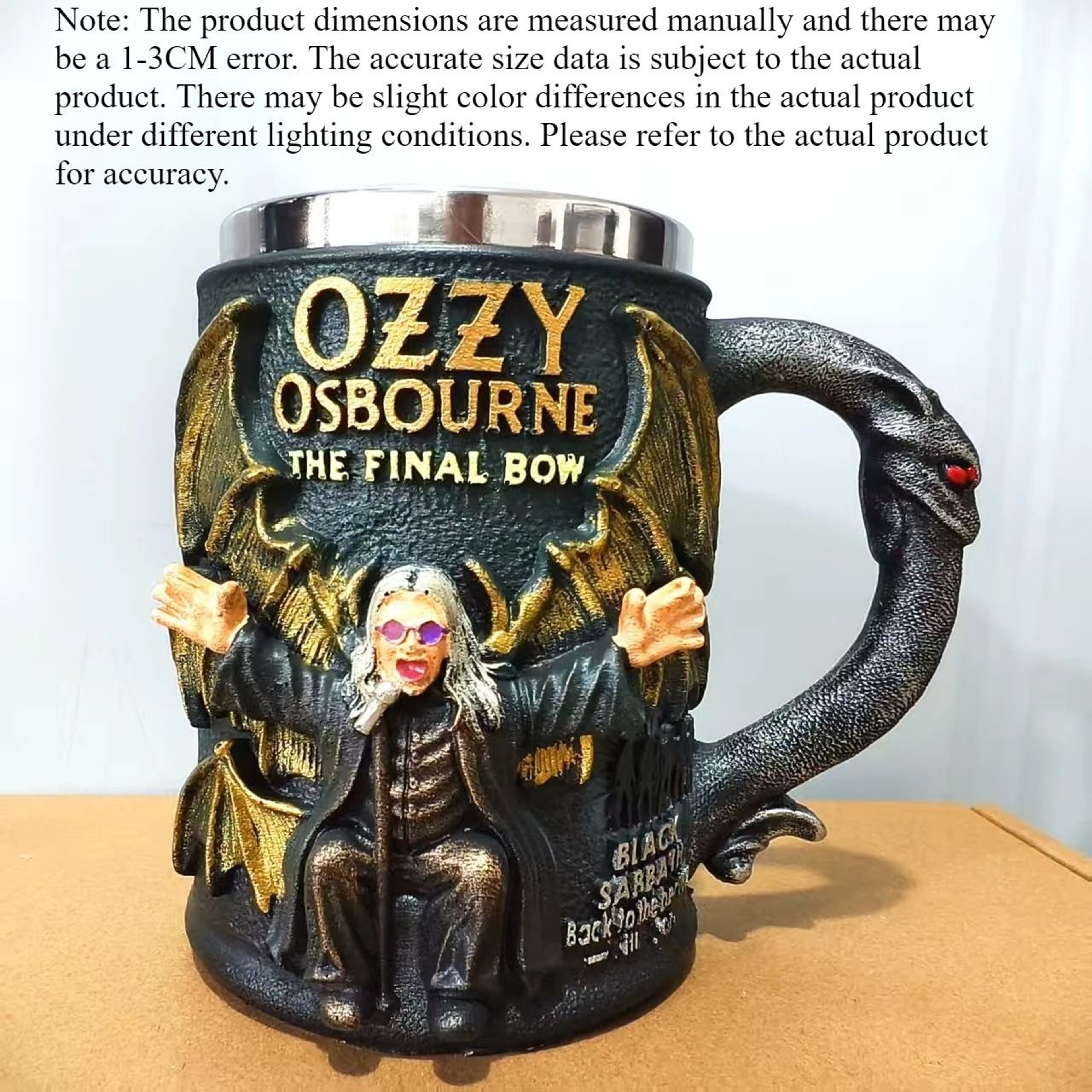 Retro 3D Resin Mug Ozzy Osbourne The Final Bow Ornament Stainless Steel Interior Coffee Cup For Hom 6