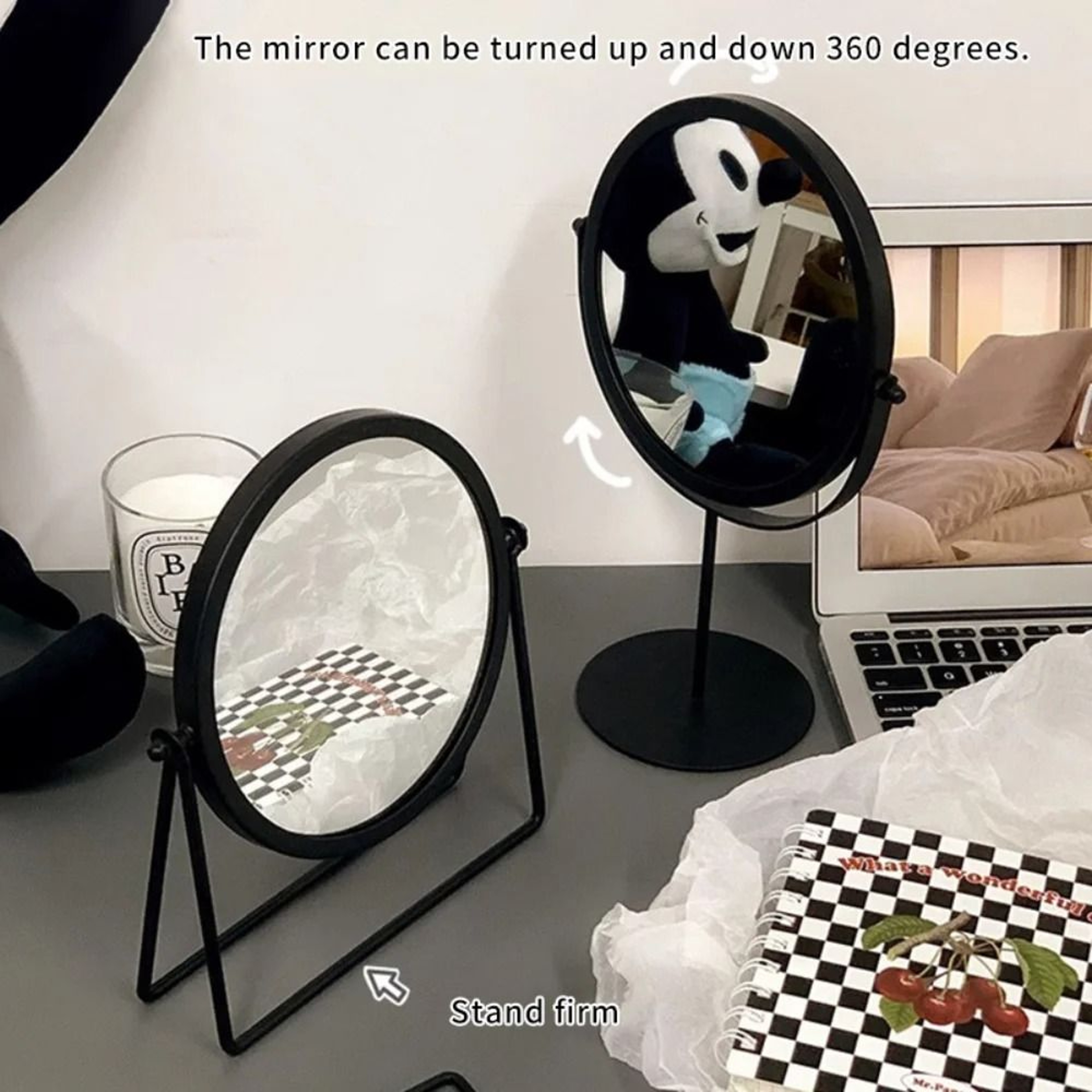Retro Europe And America Metal Vanity Mirror Desktop Makeup Round Mirror Portable Household Rotatin 2