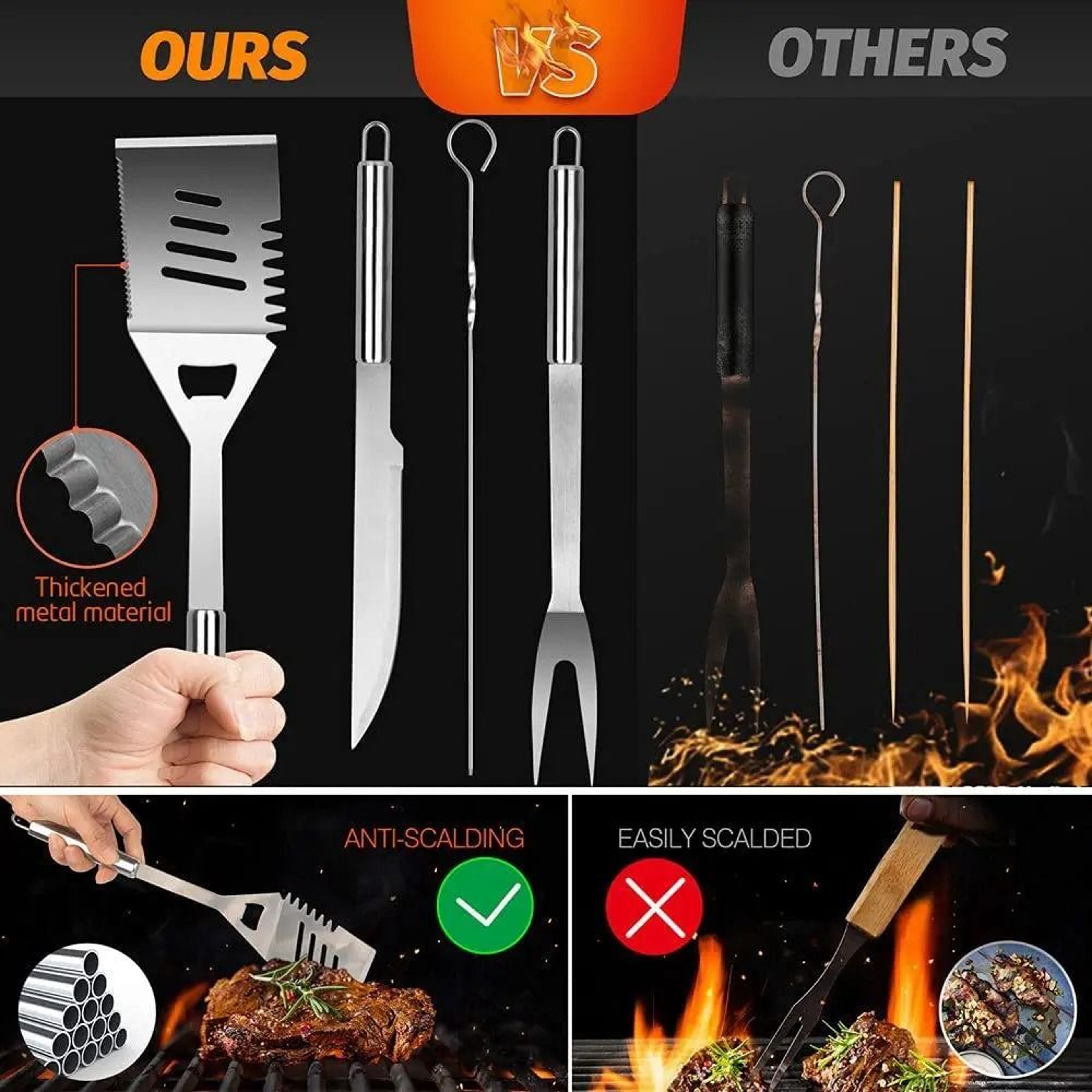 25Piece And 39Piece Stainless Steel Outdoor Kitchen Grill BBQ Tool Set With Oxford Cloth Storage Ca 5