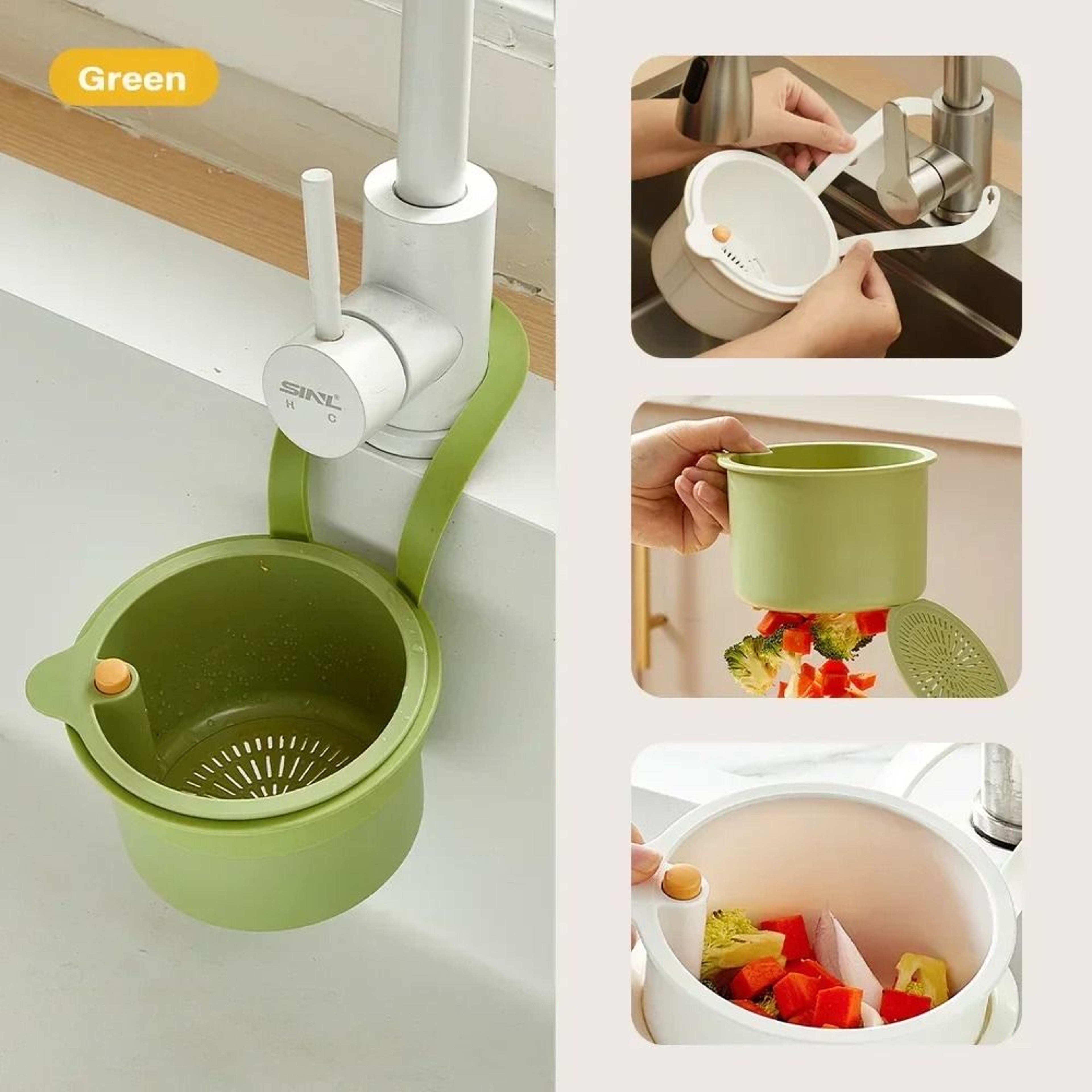 Multifunctional Hanging Circular Sink Filter Basket For Fruit And Vegetable Cleaning 8
