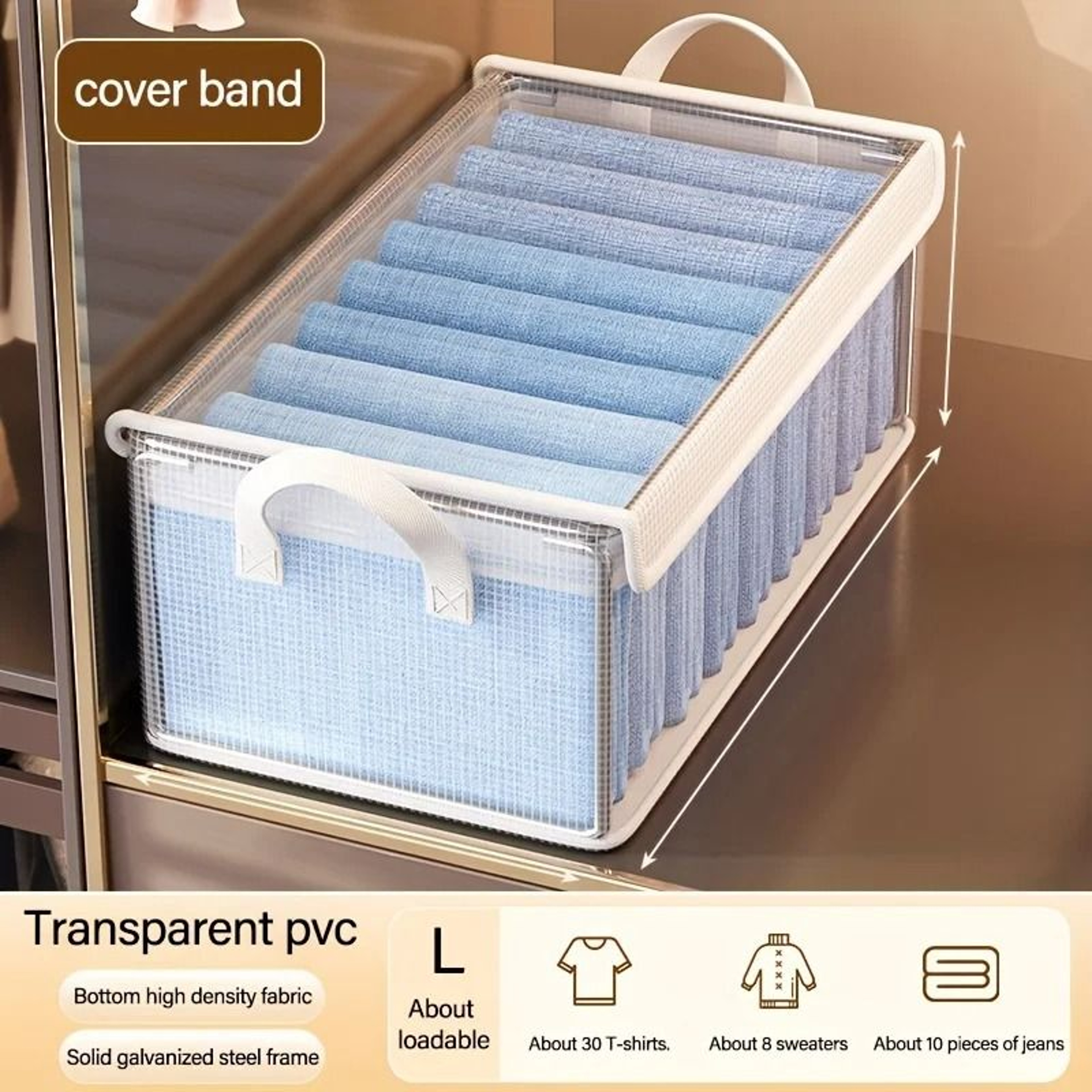Large Capacity PVC Clothing Storage Box With Foldable Dustproof Lid 6