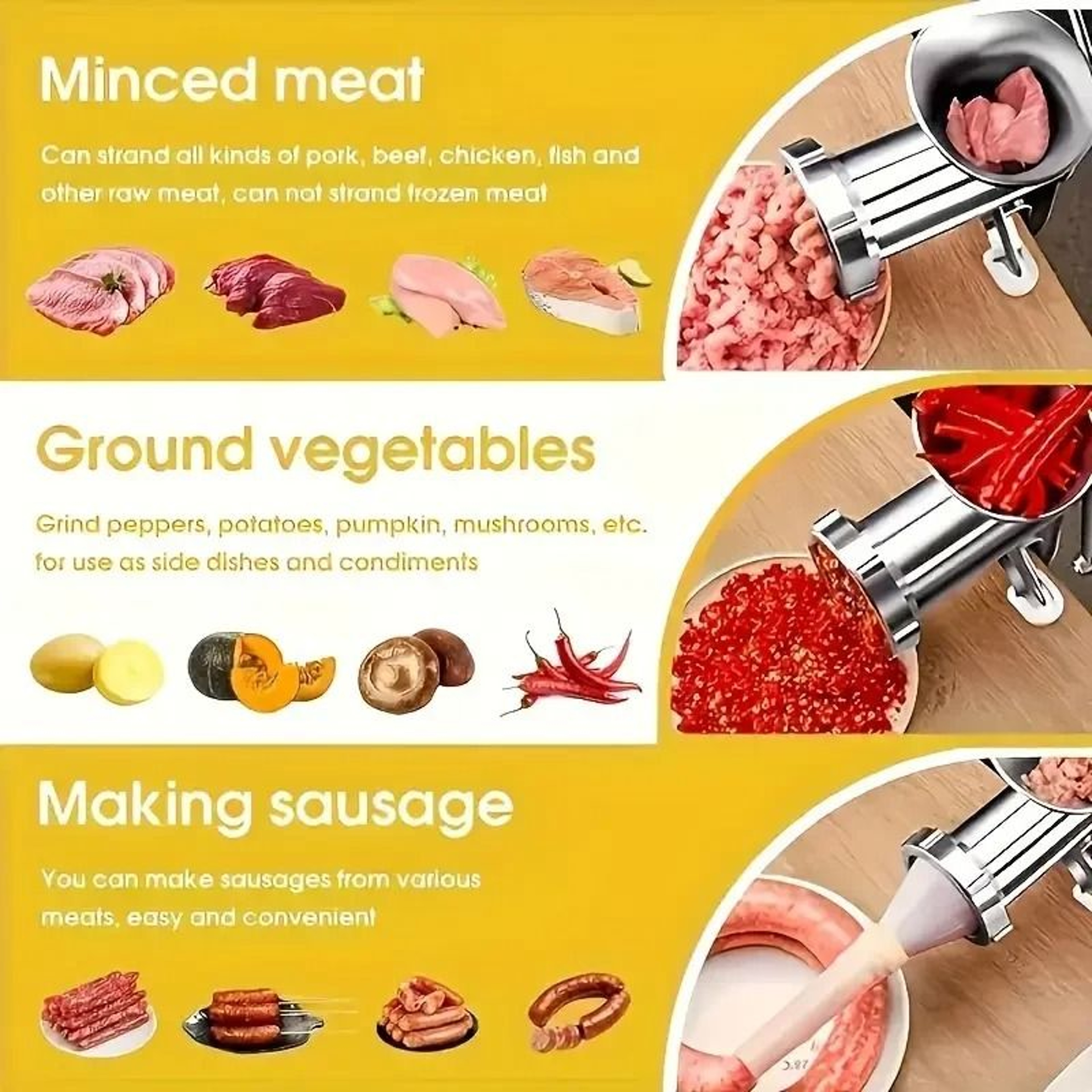 Heavy Duty Hand Operated Manual Kitchen Meat Mincer And Sausage Filler 1