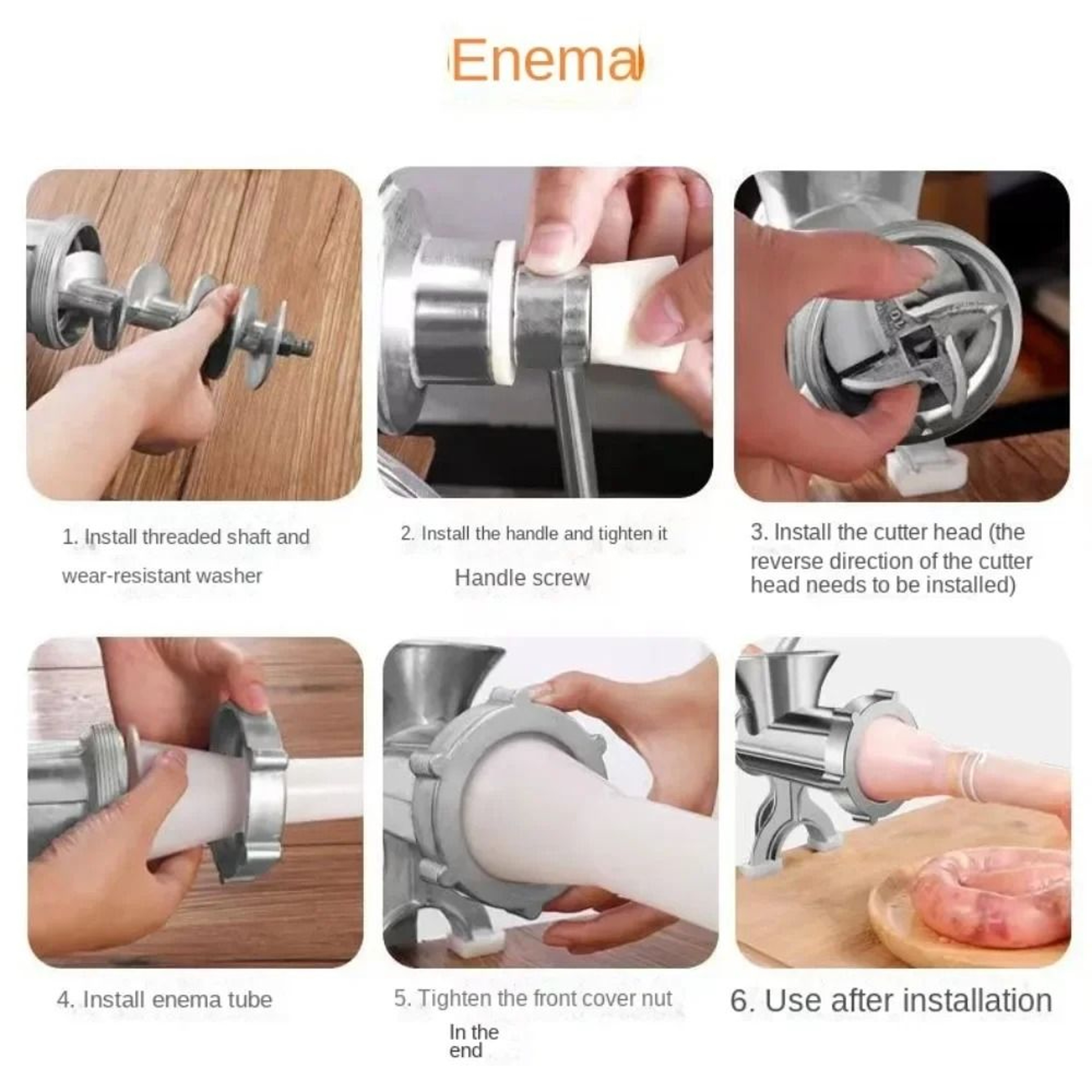 Heavy Duty Hand Operated Manual Kitchen Meat Mincer And Sausage Filler 4