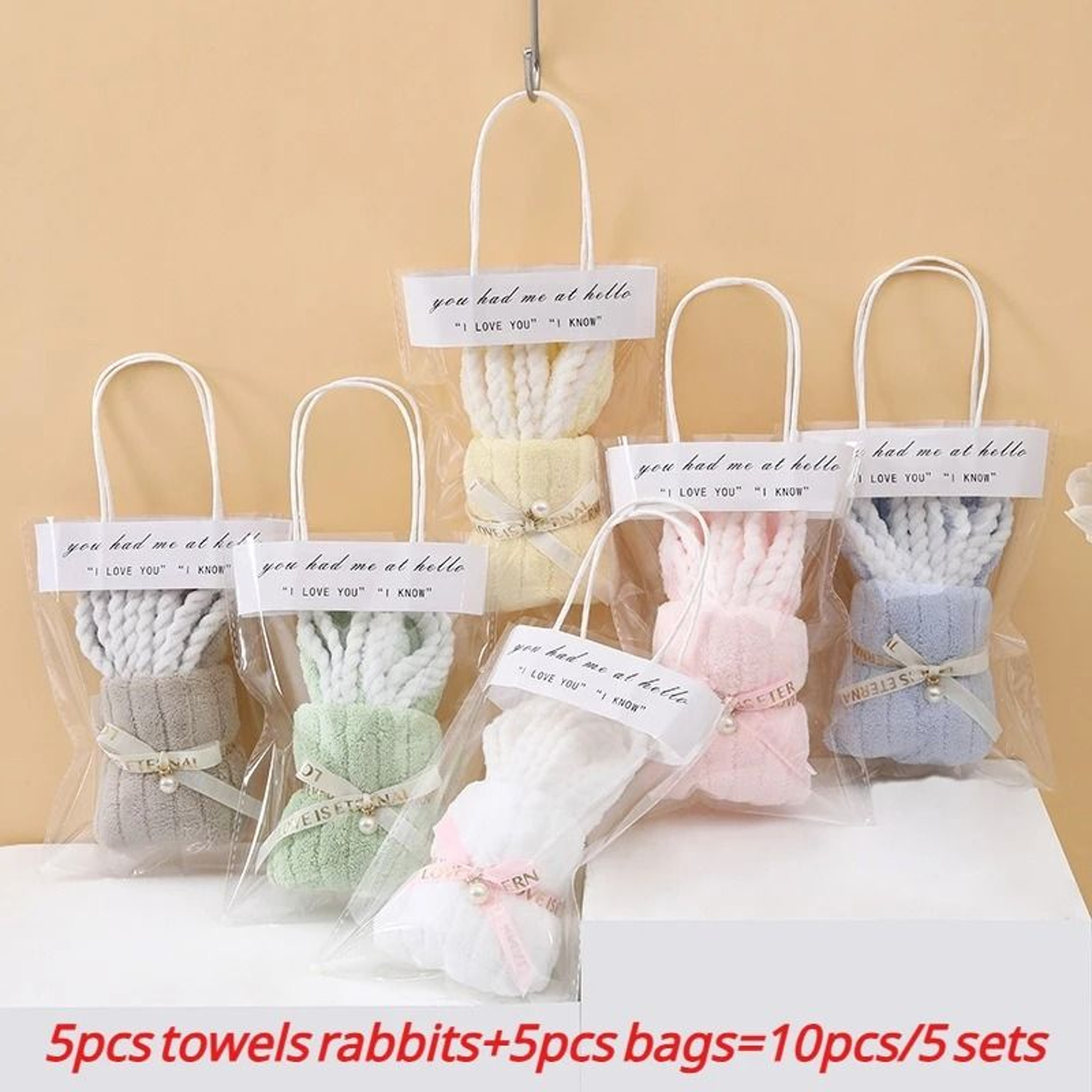 10pcs5sets Bunny Shaped Towel And Gift Bag Set 0