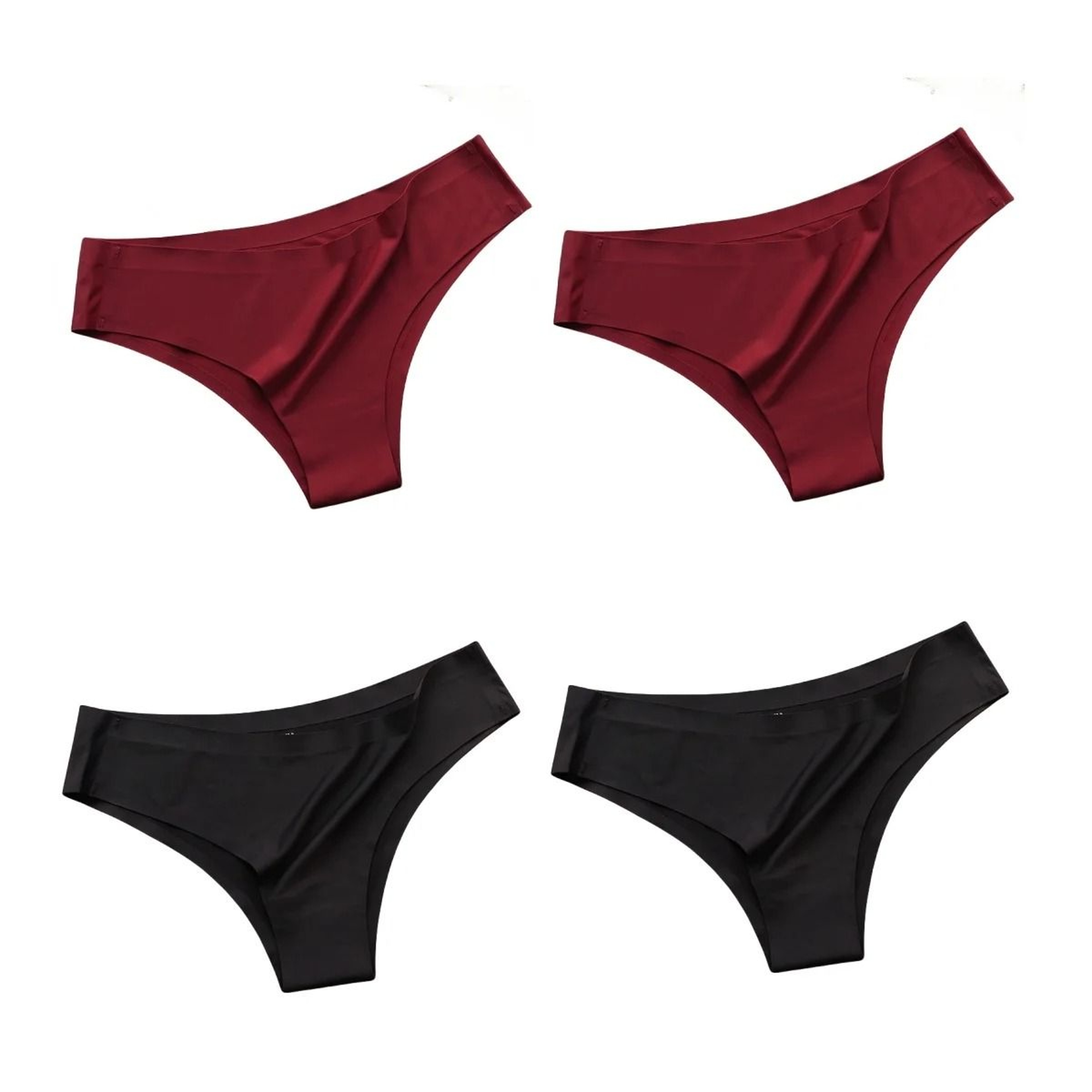Seamless Ice Silk Low Waist Thong Panties Set Of 4 9