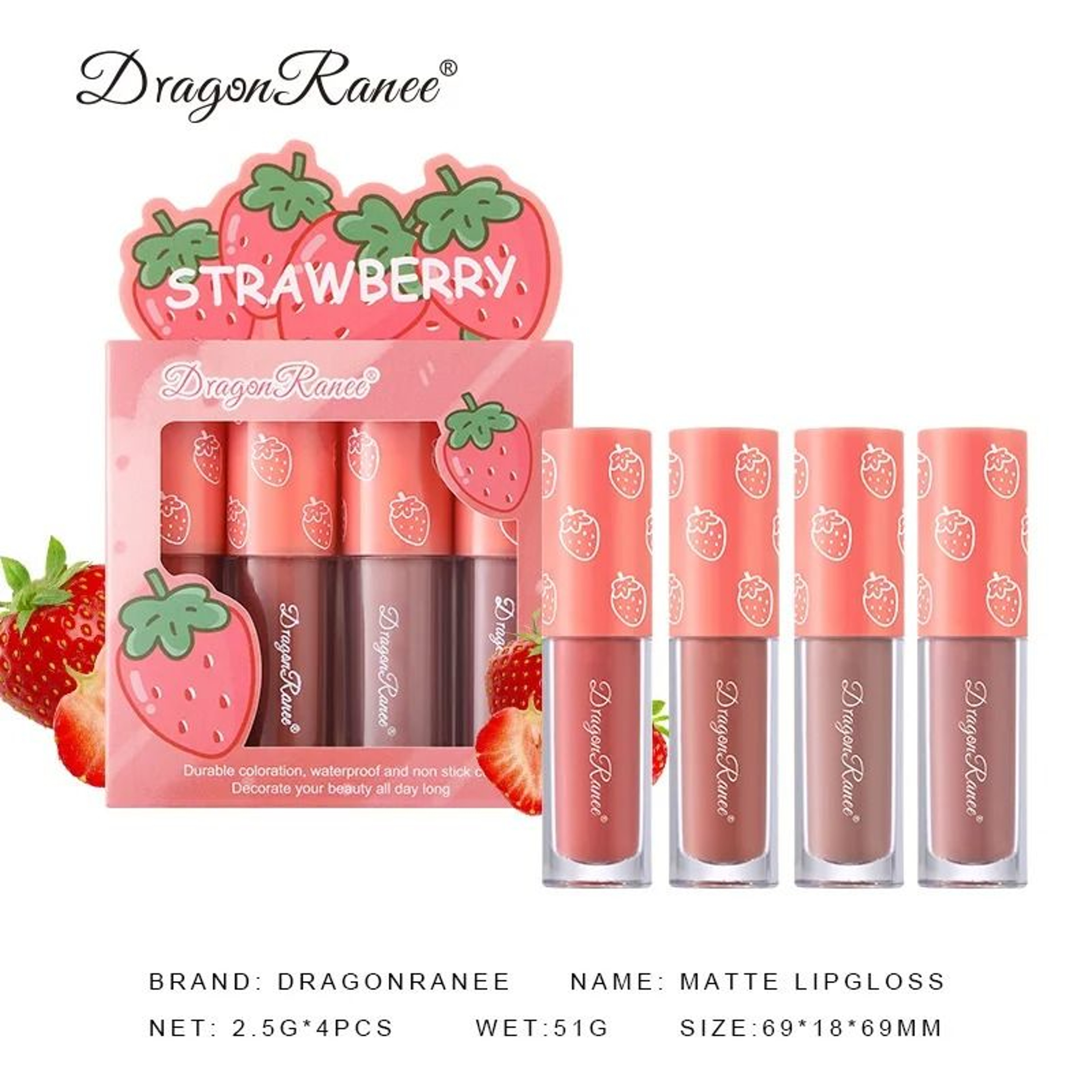 Mini Velvet Matte Lip Gloss Set LongLasting Fruit Scented Lip Tint 4
