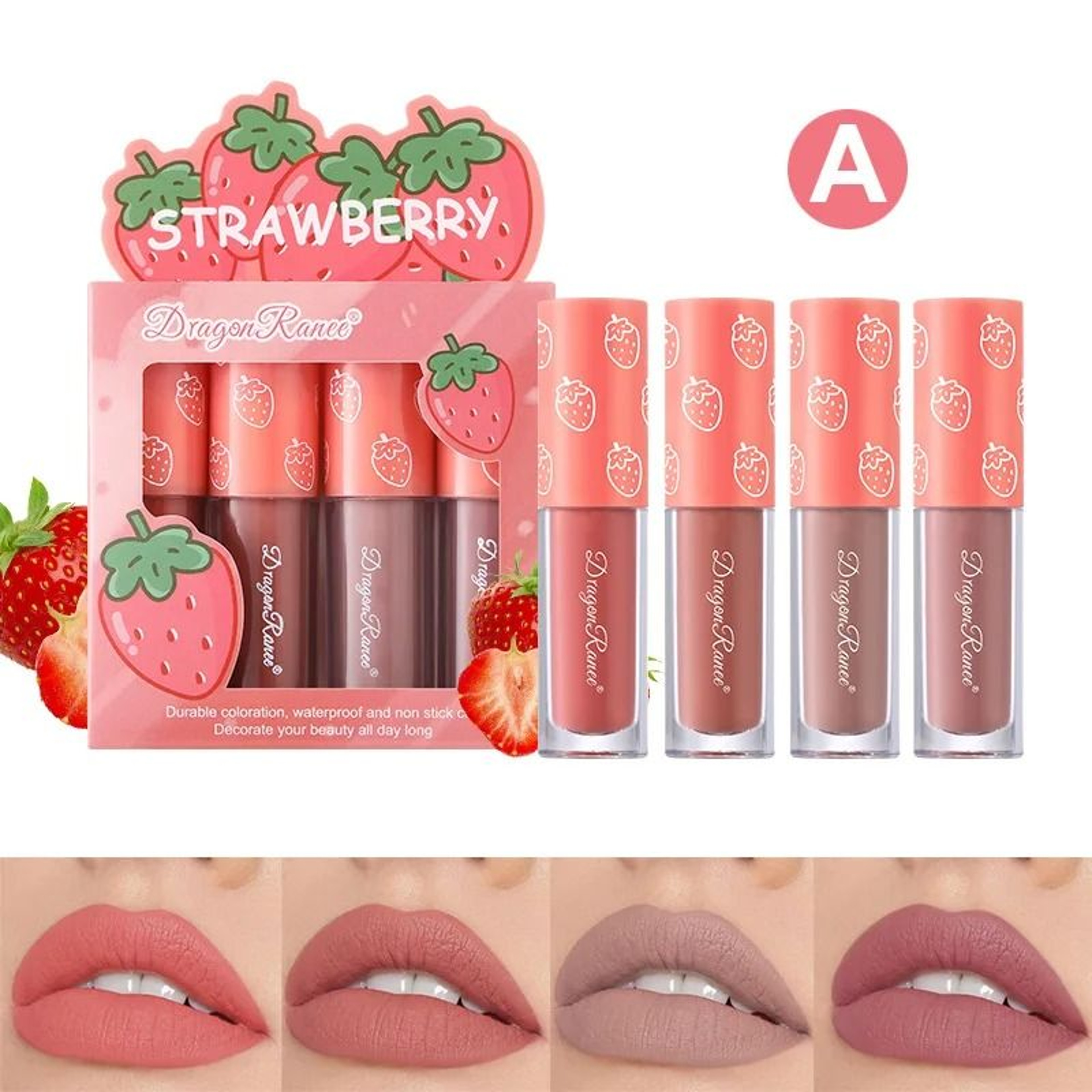 Mini Velvet Matte Lip Gloss Set LongLasting Fruit Scented Lip Tint 7