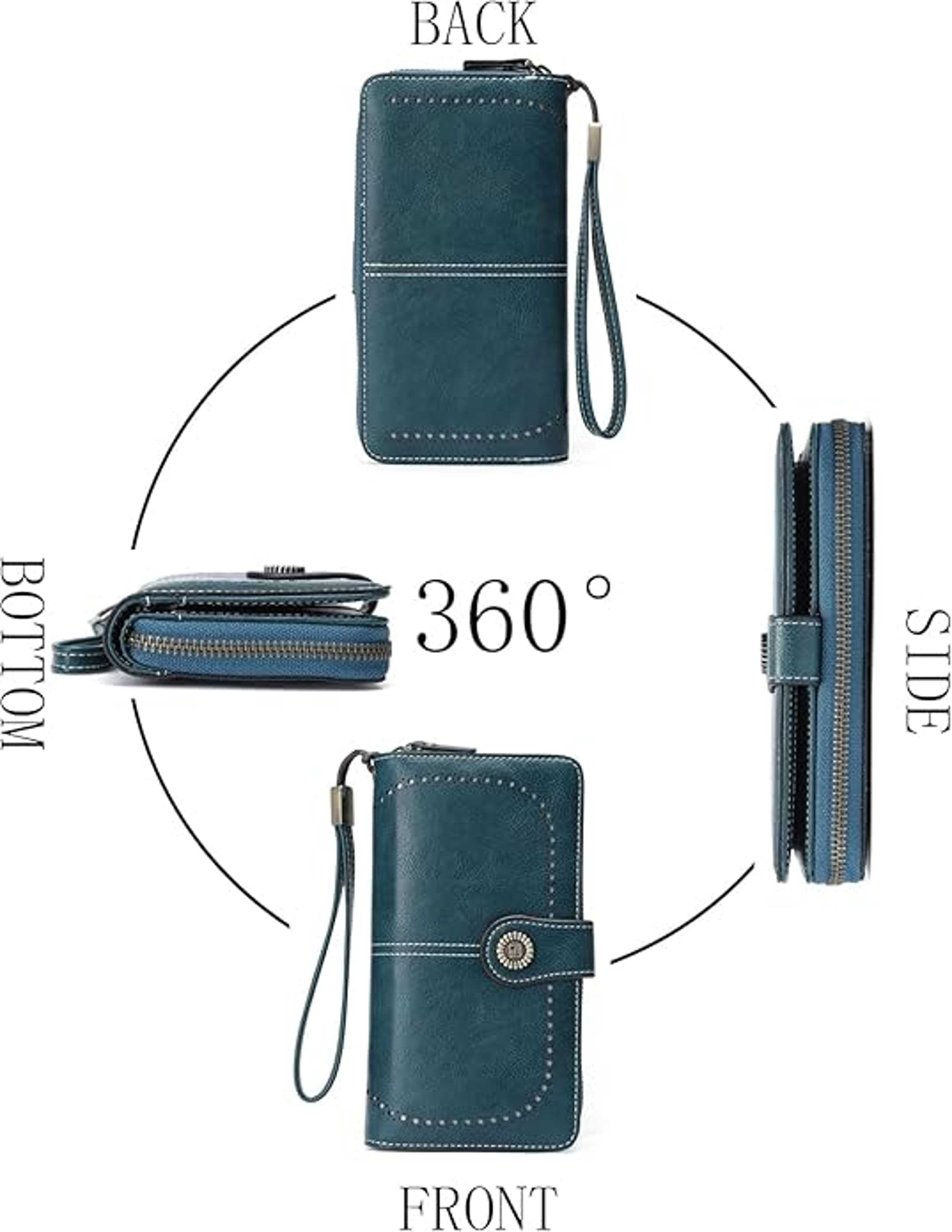 Leather RFID Anti-Theft Wallet, European American Retro Long Wallet Clutch, Large Capacity Card Holder Coin Purse – view 17