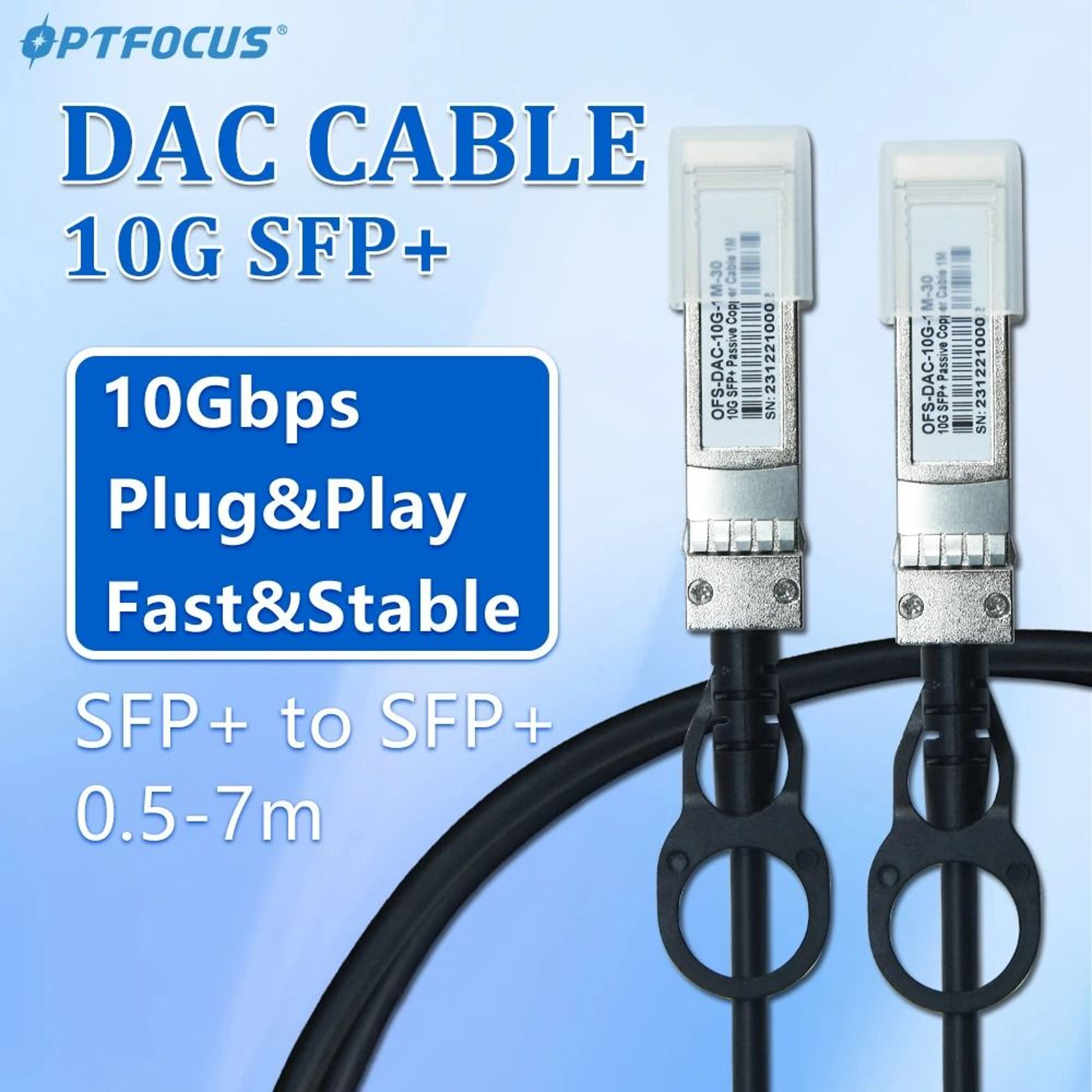 OPTFOCUS 10G SFP DAC Passive Twinax Cable  HighSpeed Network Interconnect 0