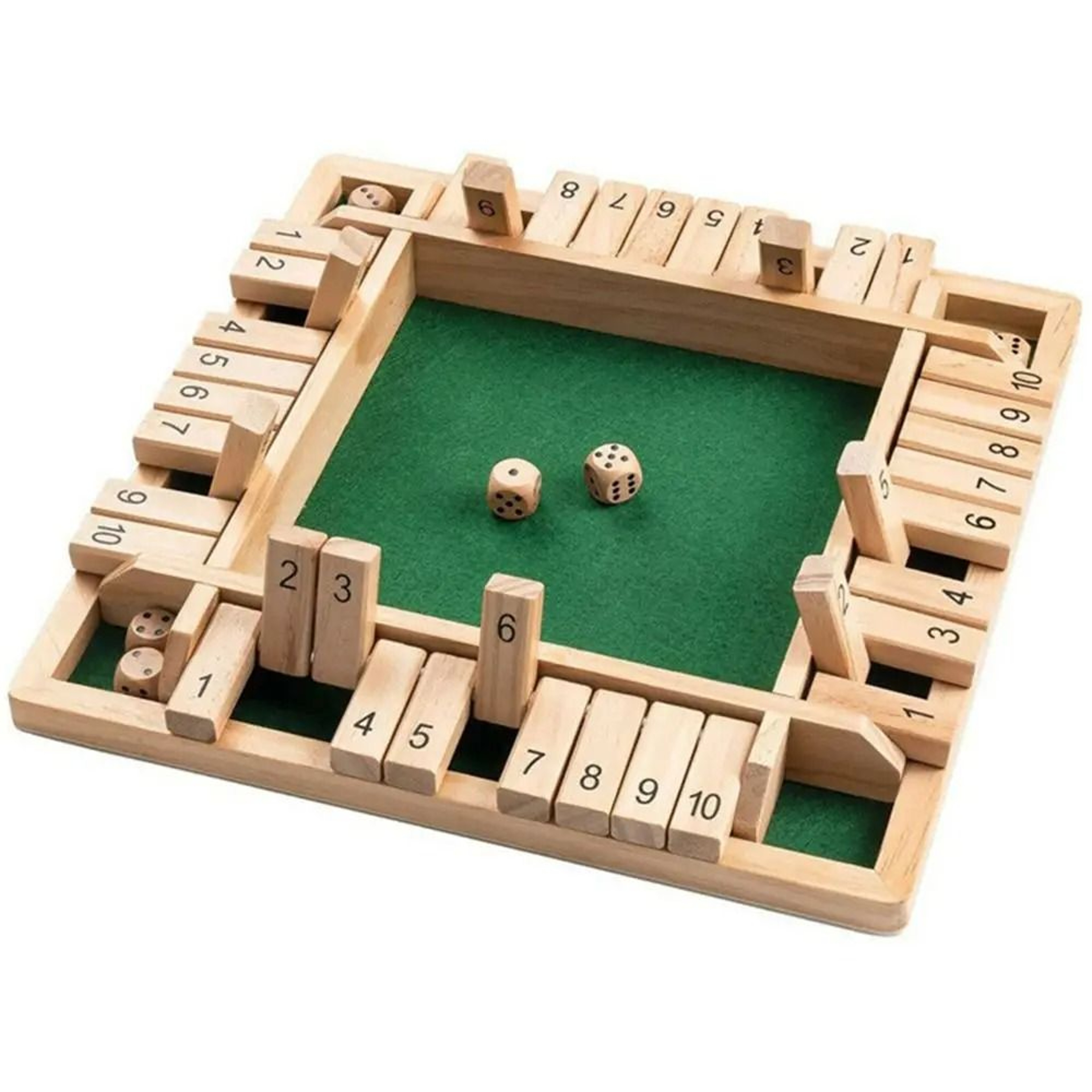 4Player Wooden Shut The Box Dice Game  Classic Family And Pub Strategy Entertainment 0