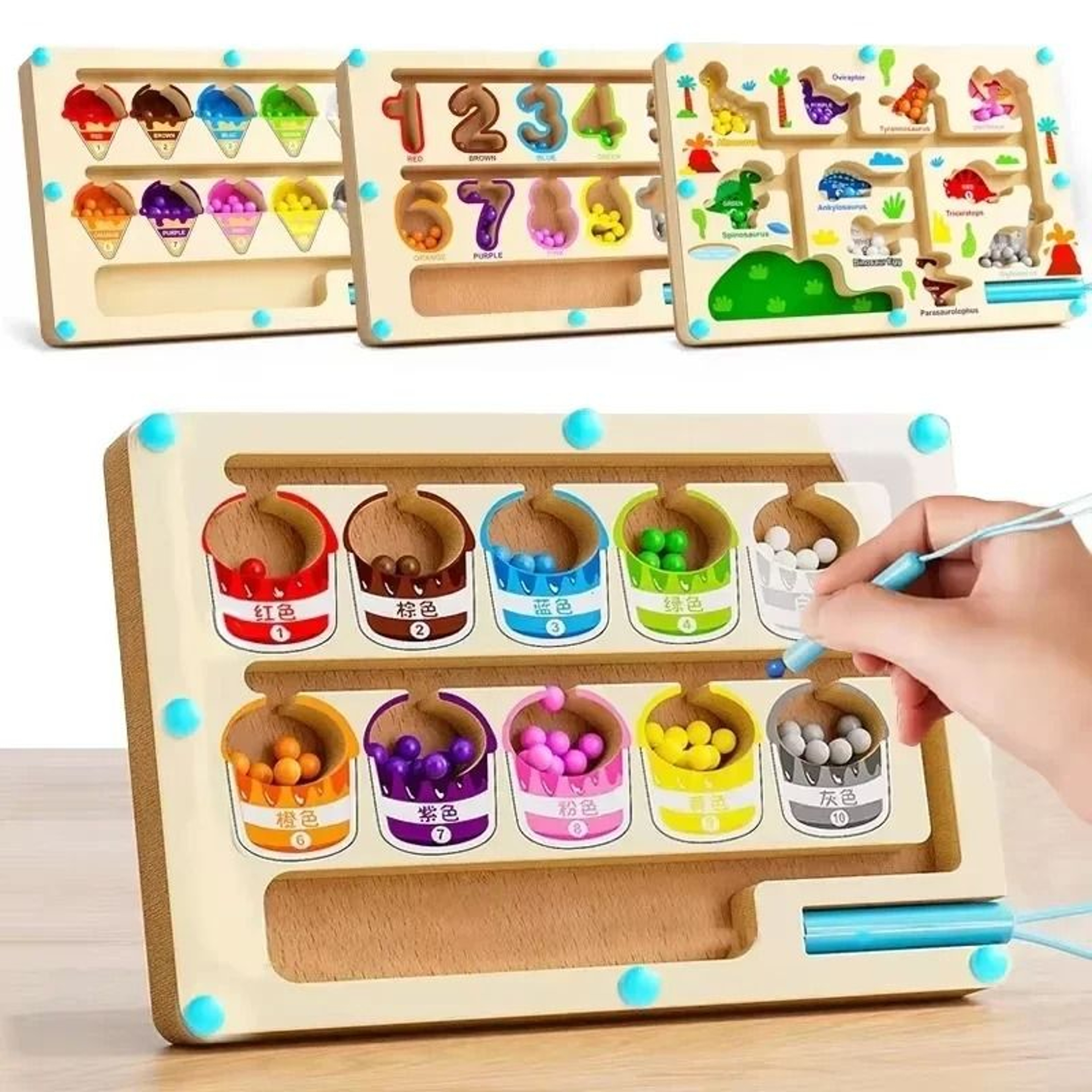 Montessori Magnetic Color  Number Sorting Maze  Wooden Sensory Activity Board 0