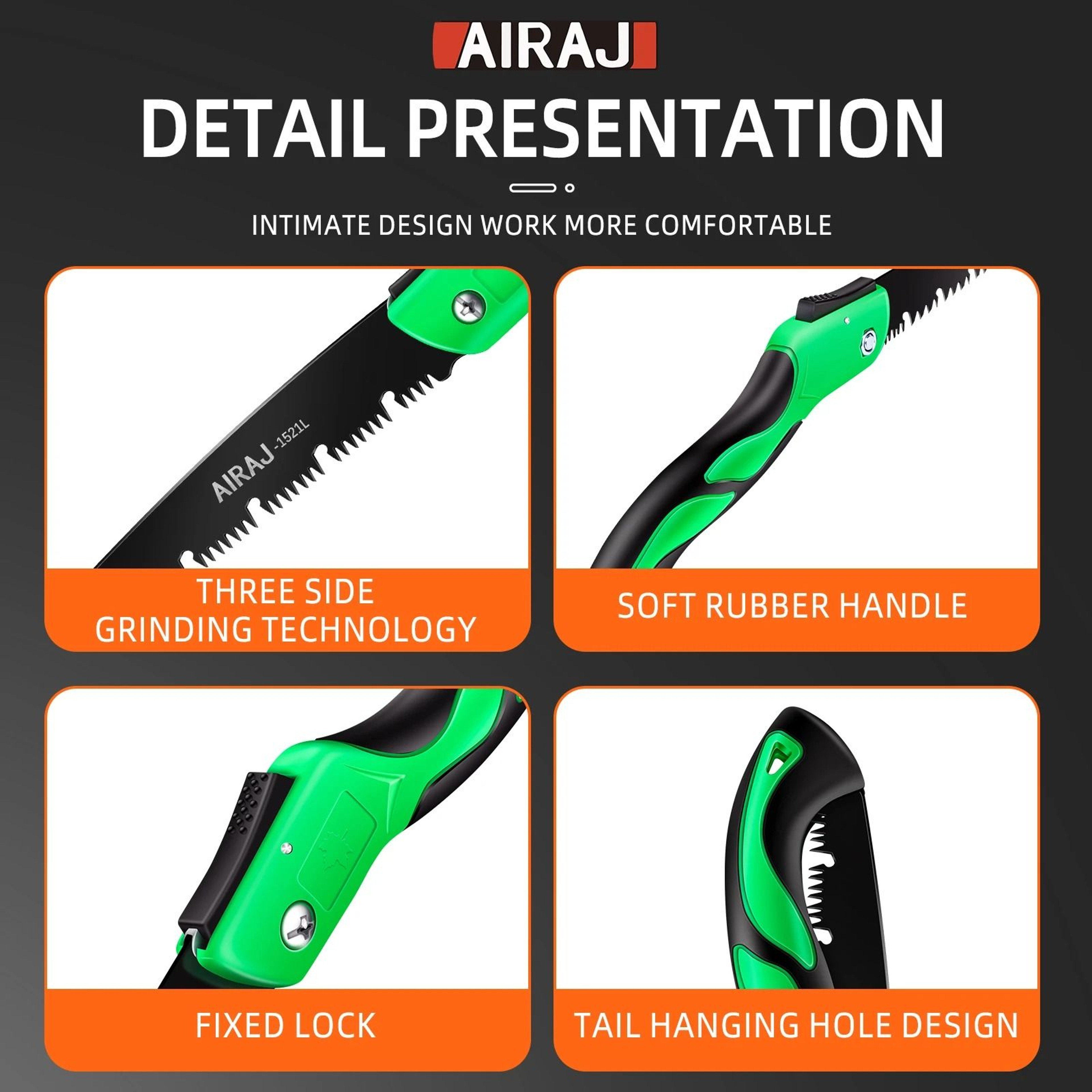 AIRAJ Extended Multifunction Folding Hand Saw  Portable Woodworking  Camping Tool 4
