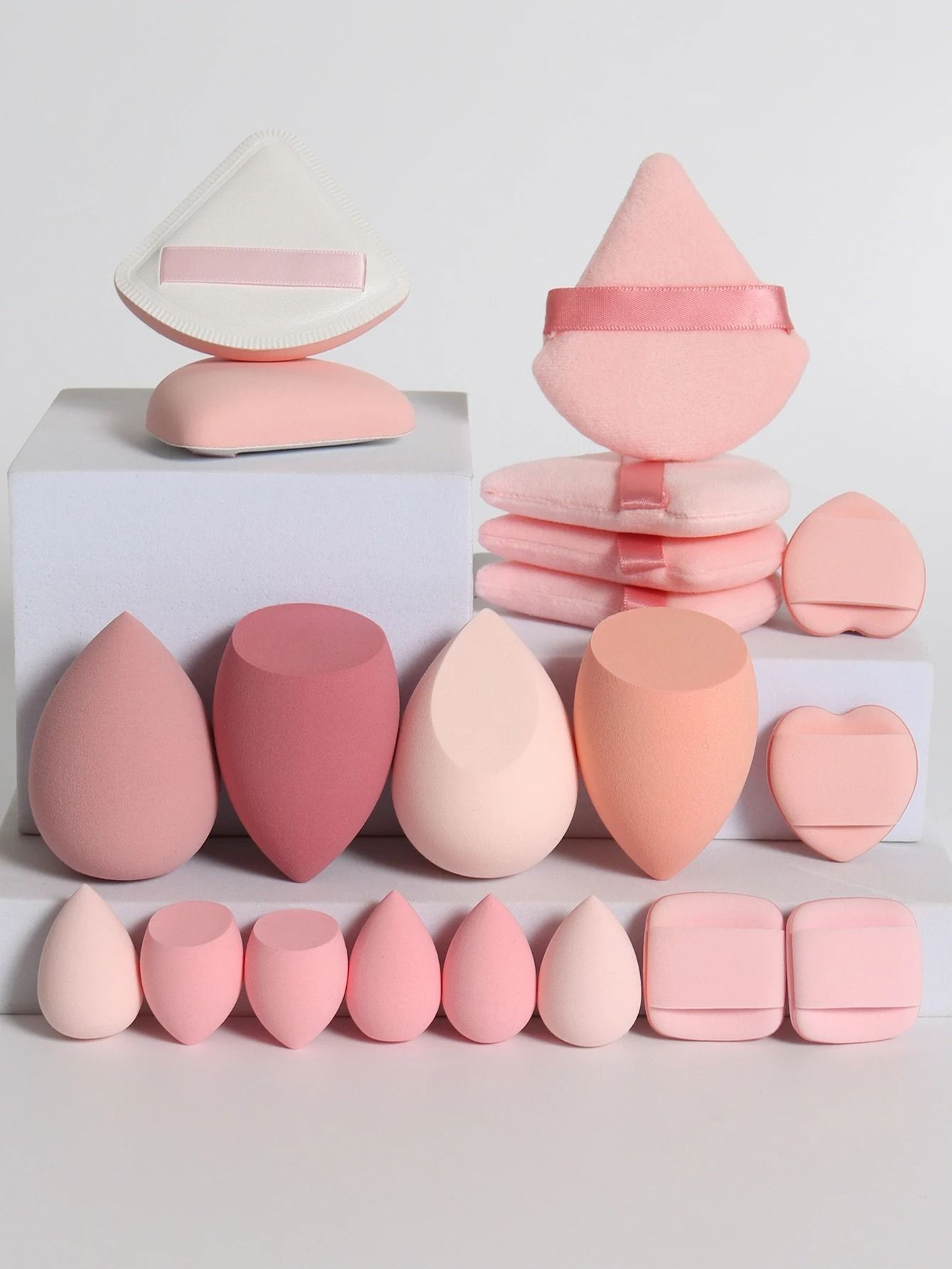20Piece Pink Makeup Sponge  Puff Set  Professional Blending  Setting Kit 4