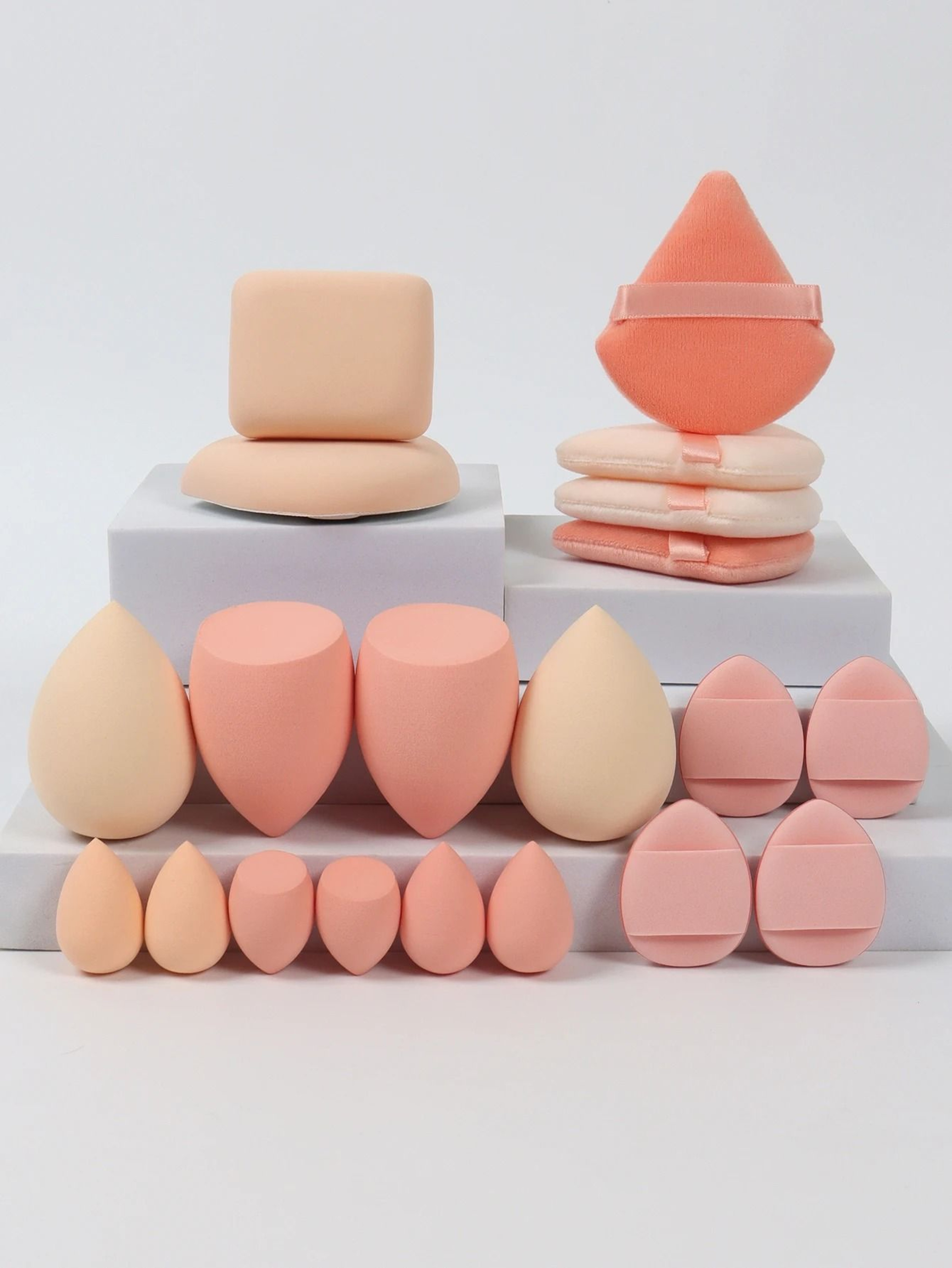 20Piece Pink Makeup Sponge  Puff Set  Professional Blending  Setting Kit 7