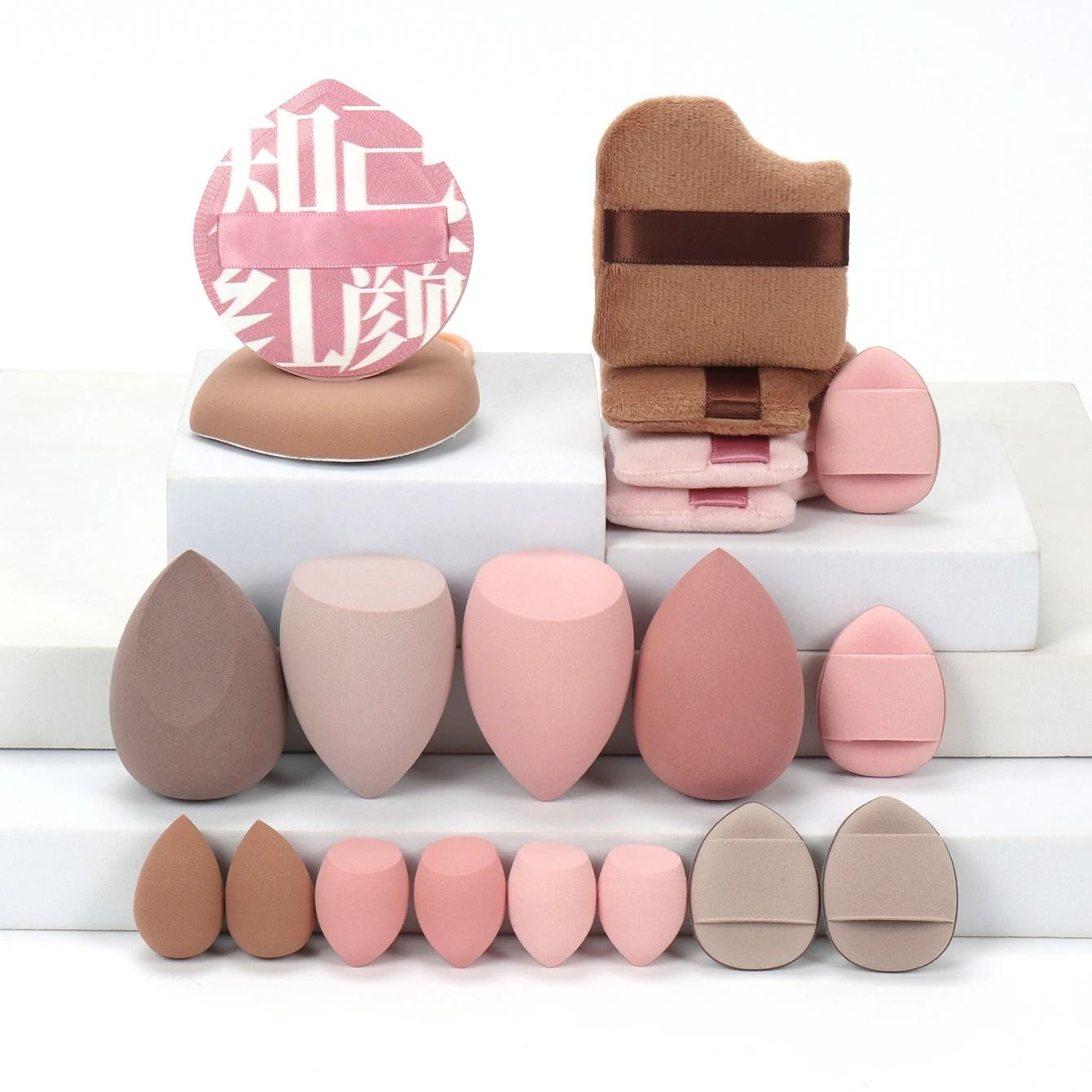 20Piece Pink Makeup Sponge  Puff Set  Professional Blending  Setting Kit 14