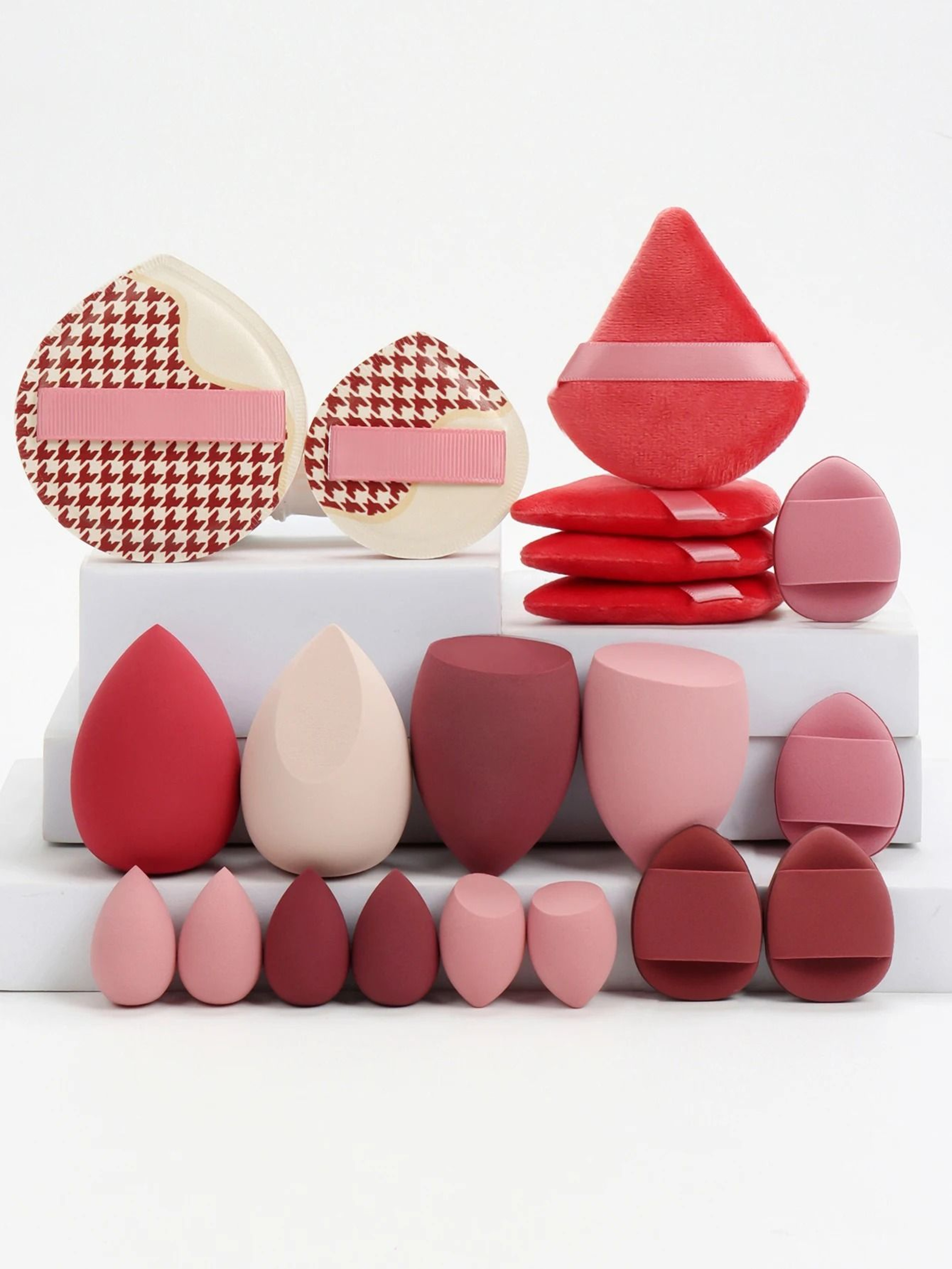 20Piece Pink Makeup Sponge  Puff Set  Professional Blending  Setting Kit 15