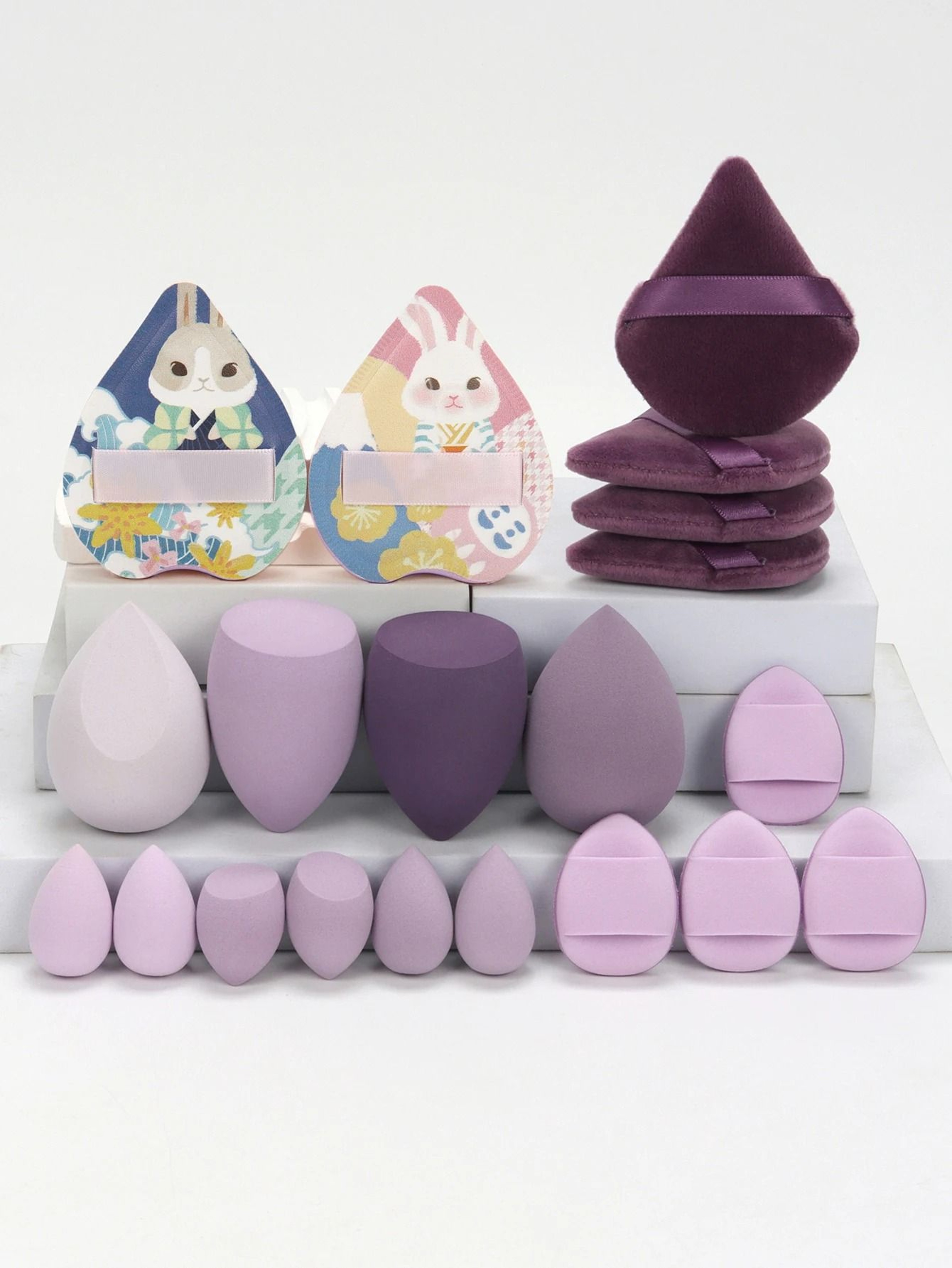 20Piece Pink Makeup Sponge  Puff Set  Professional Blending  Setting Kit 18