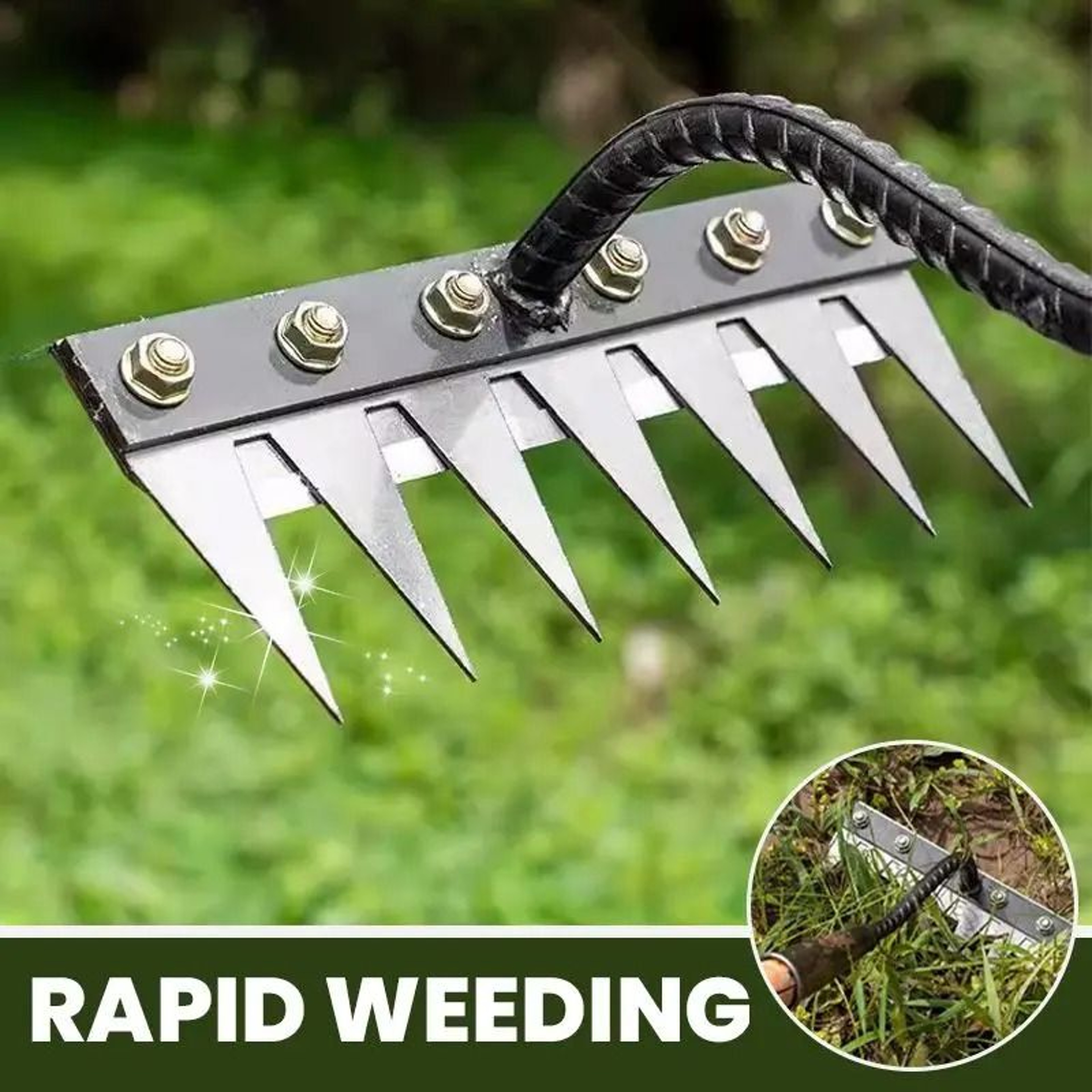 Carbon Steel Garden Hand Rake  HeavyDuty Agricultural Weeding  Scarifying Tool 0