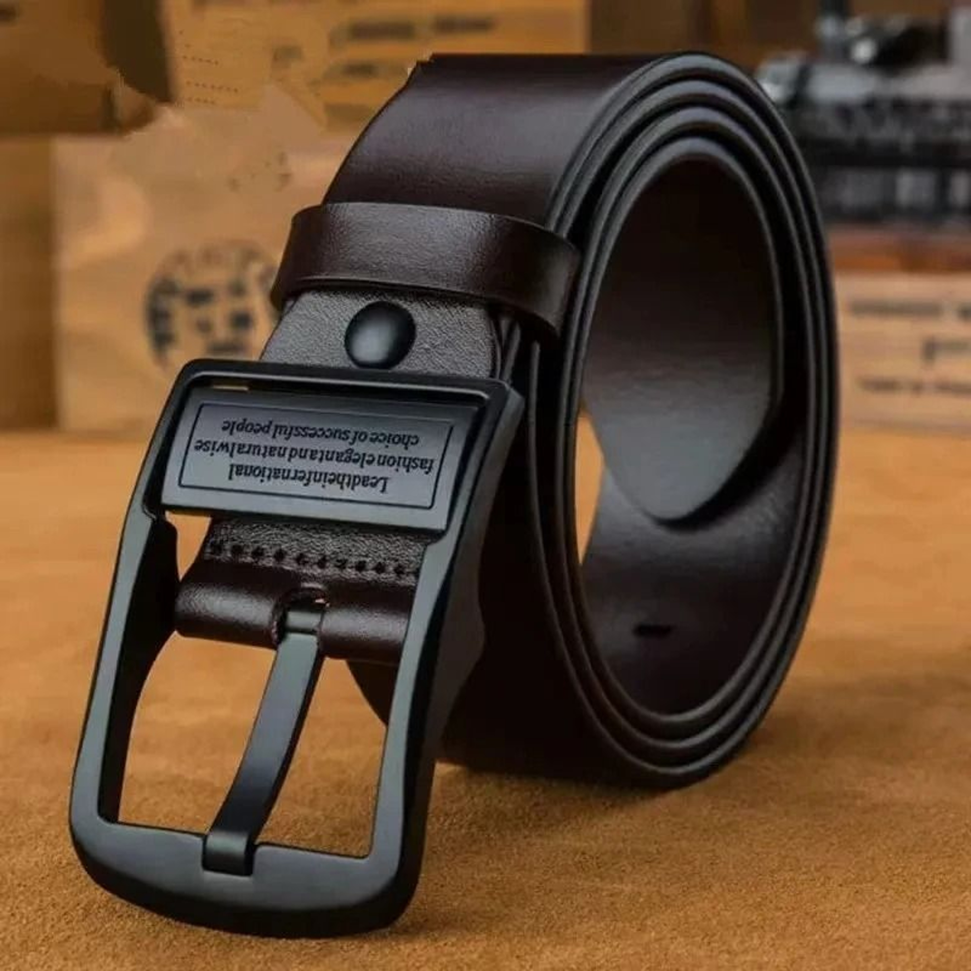 Premium Mens Cowhide Leather Belt  Fashion Metal Alloy Pin Buckle 7
