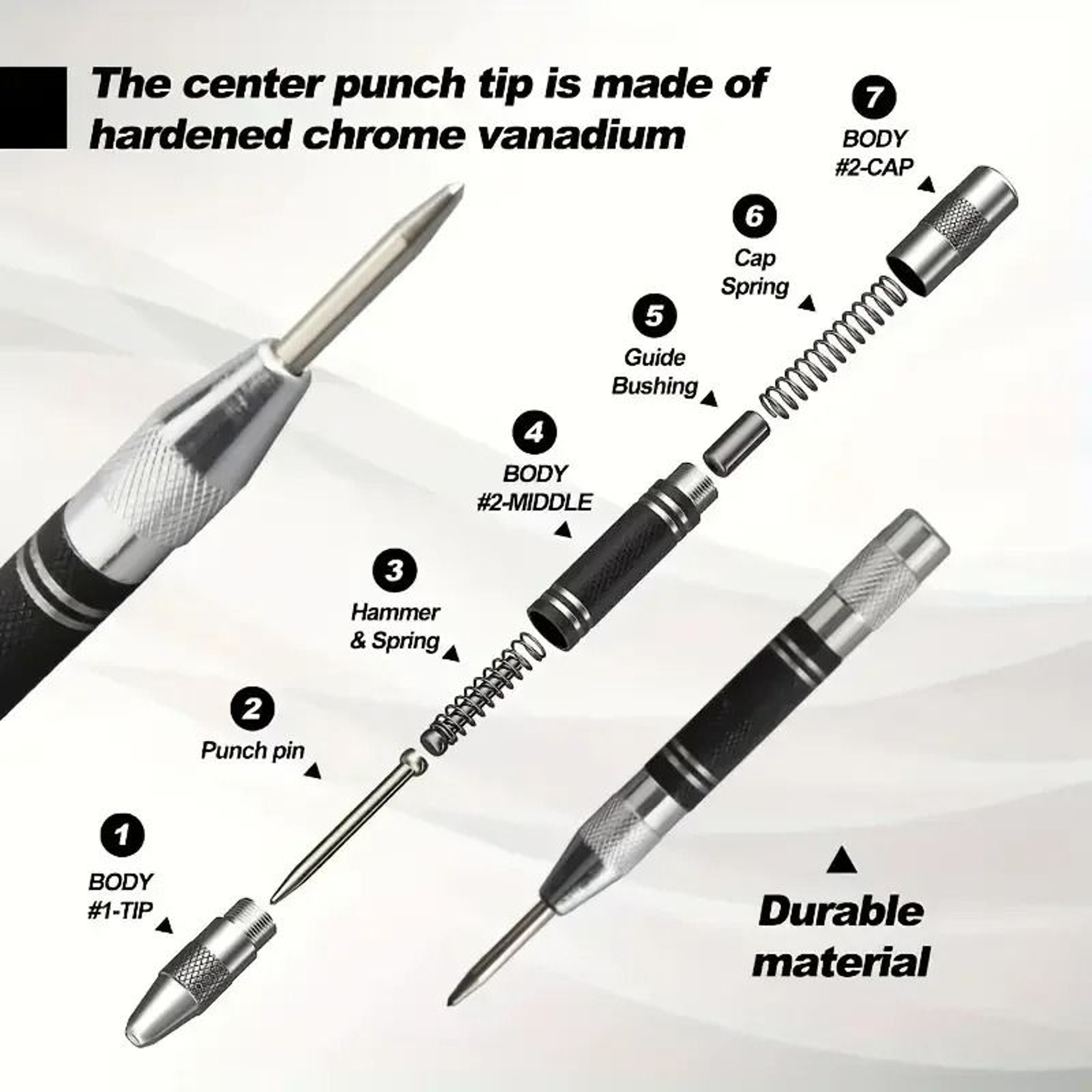 Auto Center Puncher  HeavyDuty SpringLoaded Hand Tool 2
