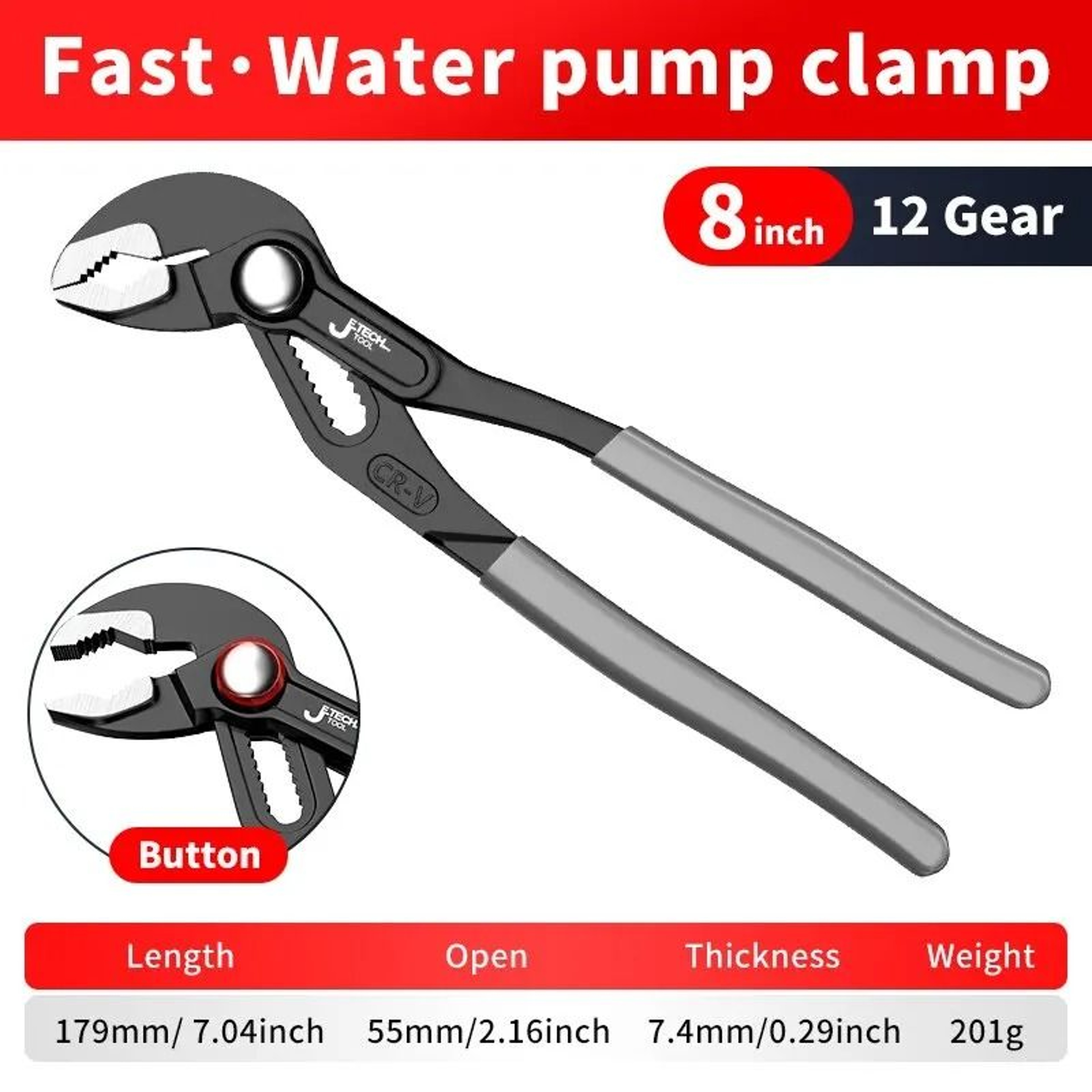 Professional QuickRelease Water Pump Pliers  Adjustable Plumbing Wrench 5