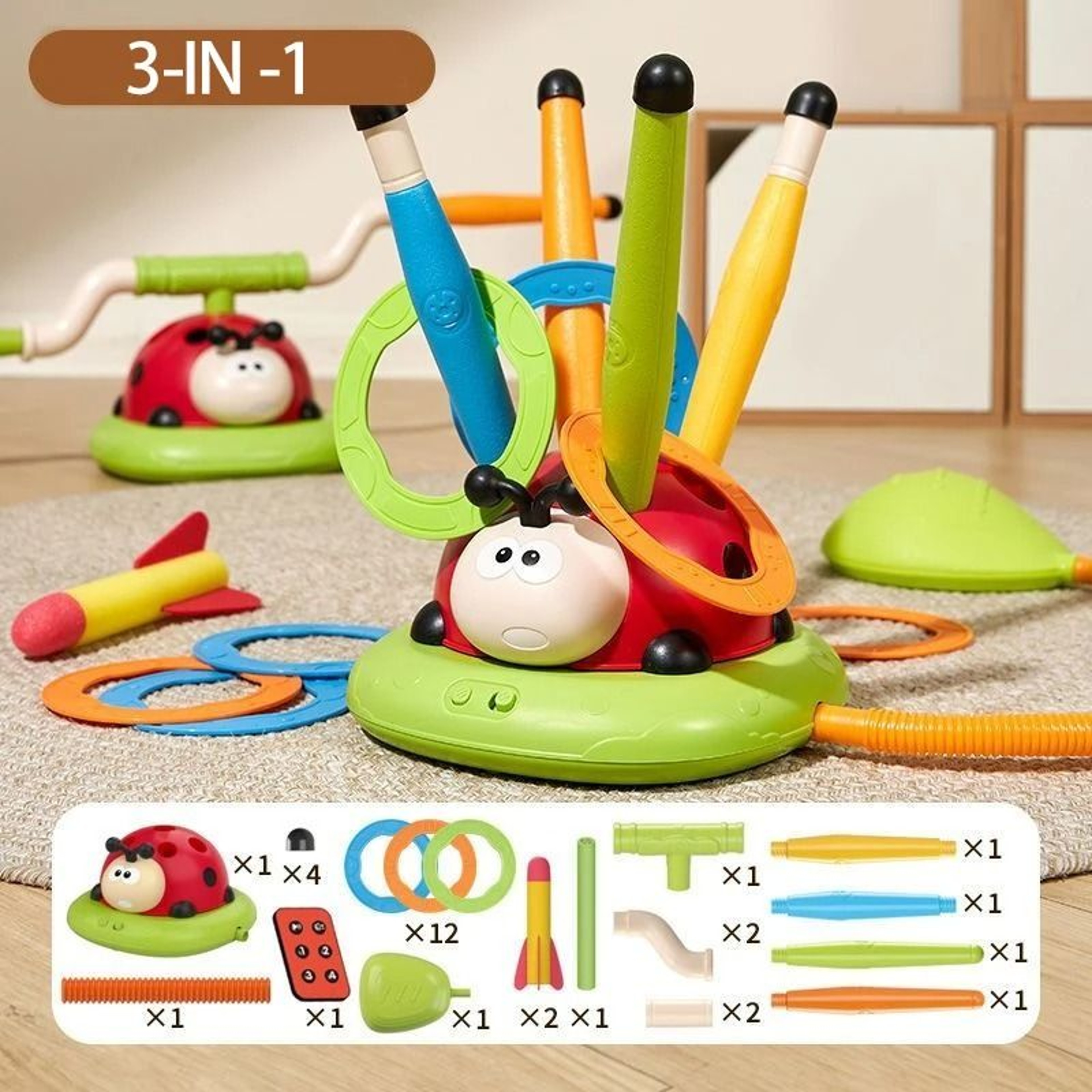 Ladybug 3in1 Multifunction Sport Game  Skip Toss  Rocket Launcher 3