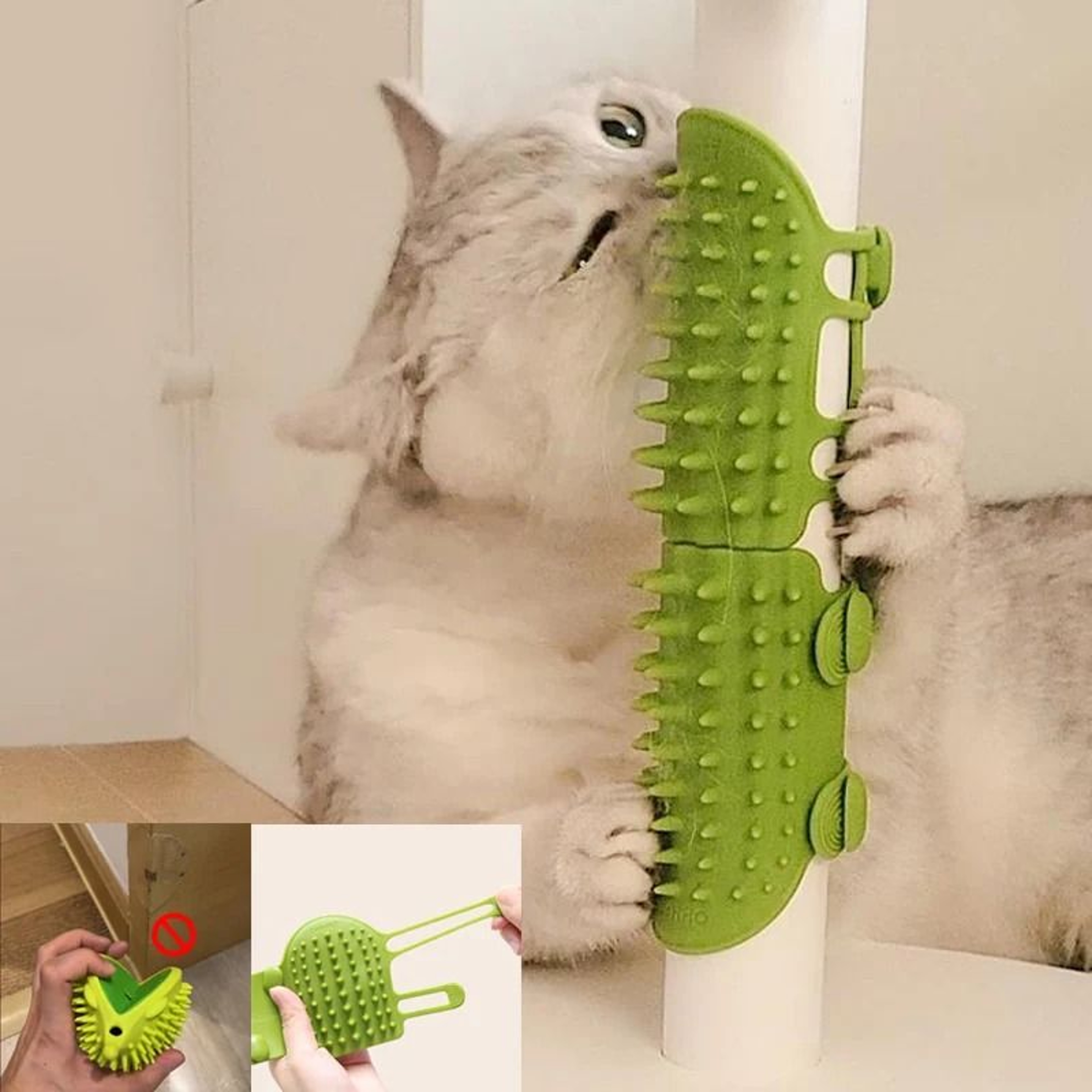 Pet Cat Hair Removal Massage Comb  Silicone SelfGrooming Wall Brush 0