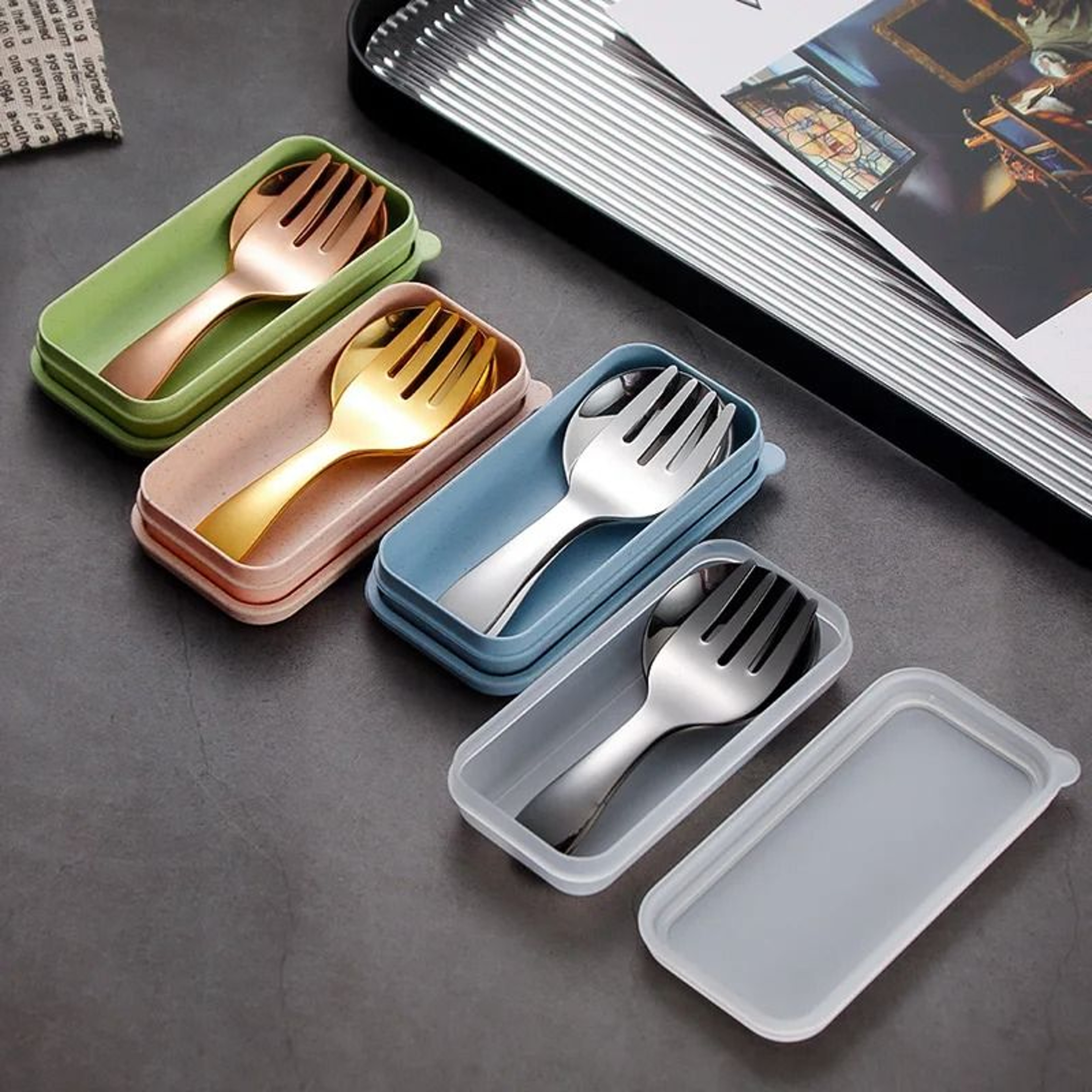 Professional 304 Stainless Steel Portable Childrens Tableware  Compact Outdoor Dining Set 2