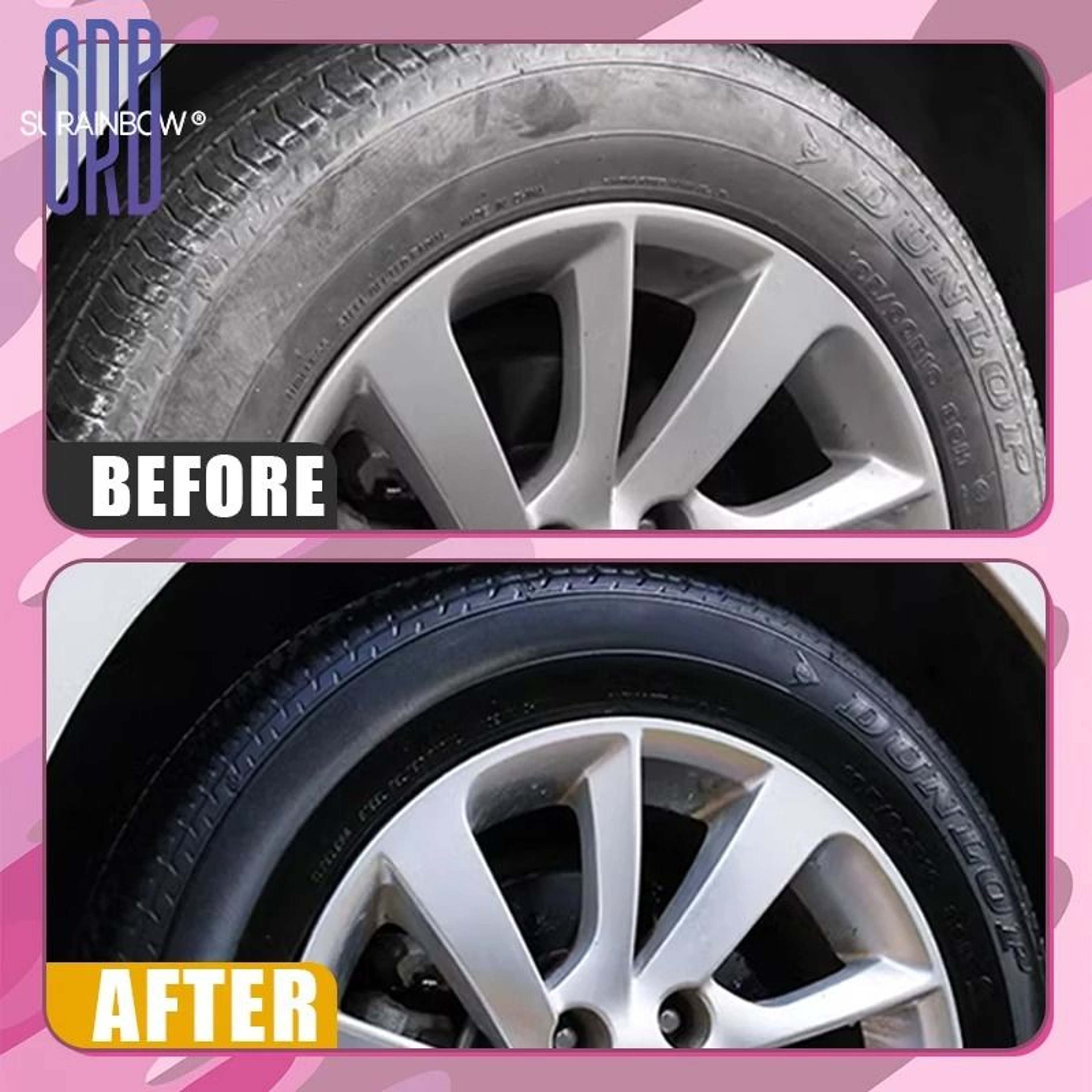 Professional Black Wet Look Tire Shine Dressing  HighGloss UV Protection 5