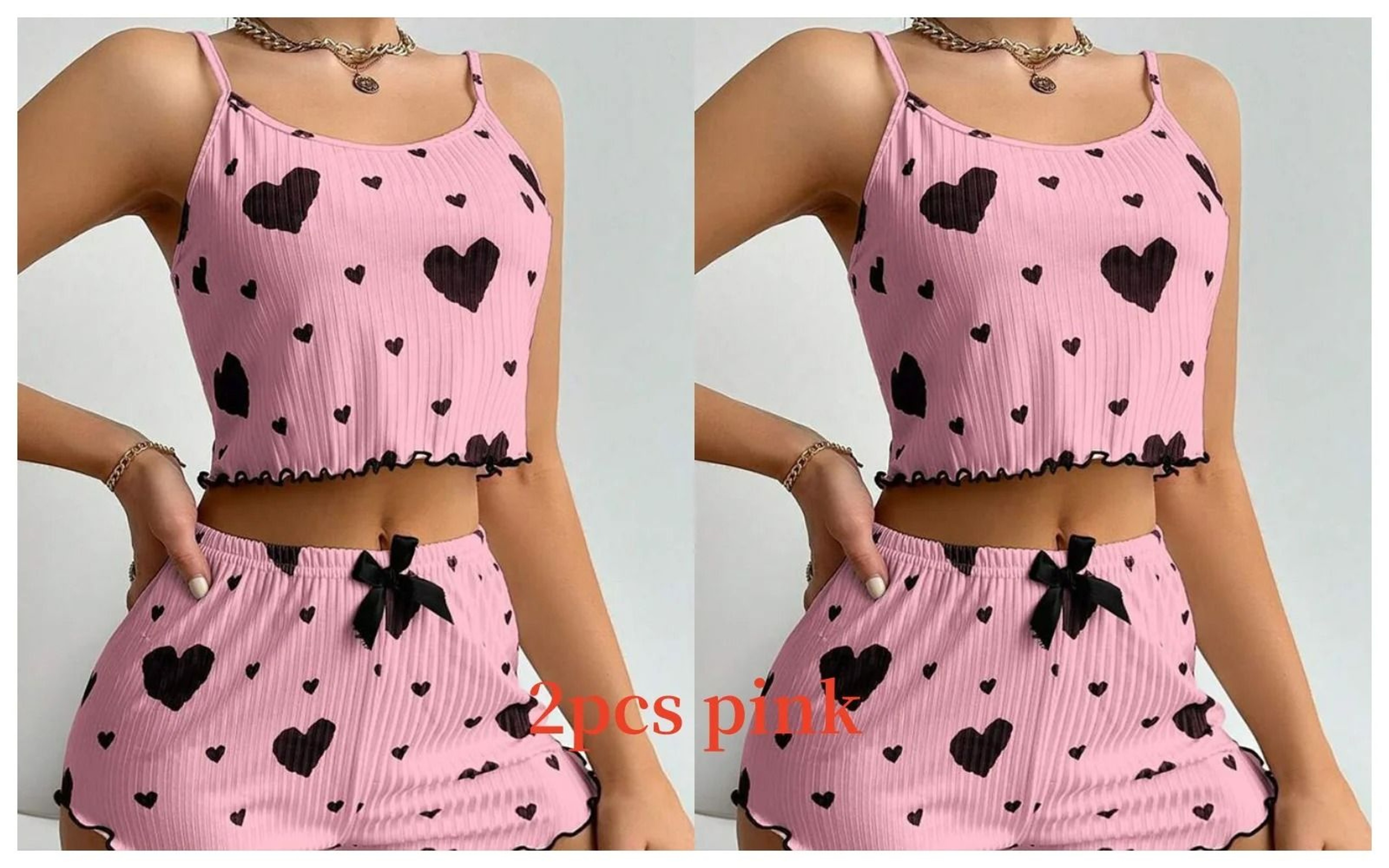 2Piece Womens Love Print Sleepwear Set  IndustrialGrade Comfort  Breathability 10