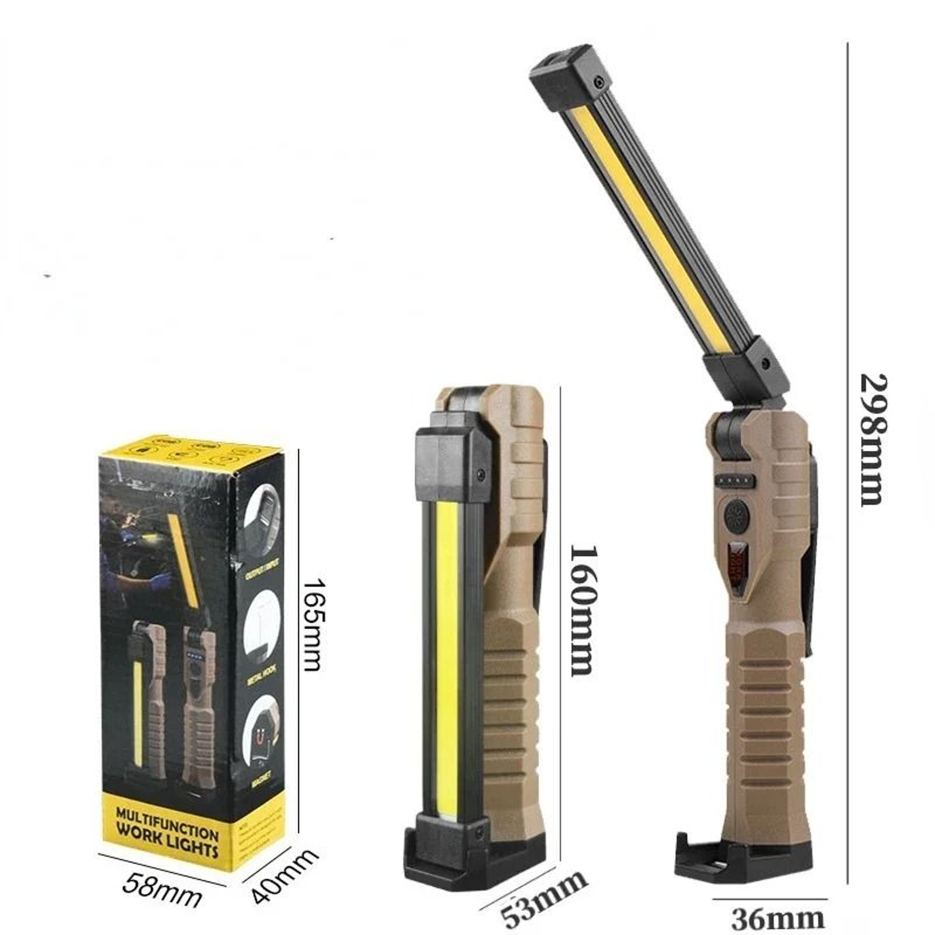 Folding COB XPE LED Work Light With Builtin Battery And Red SOS Strobe 8