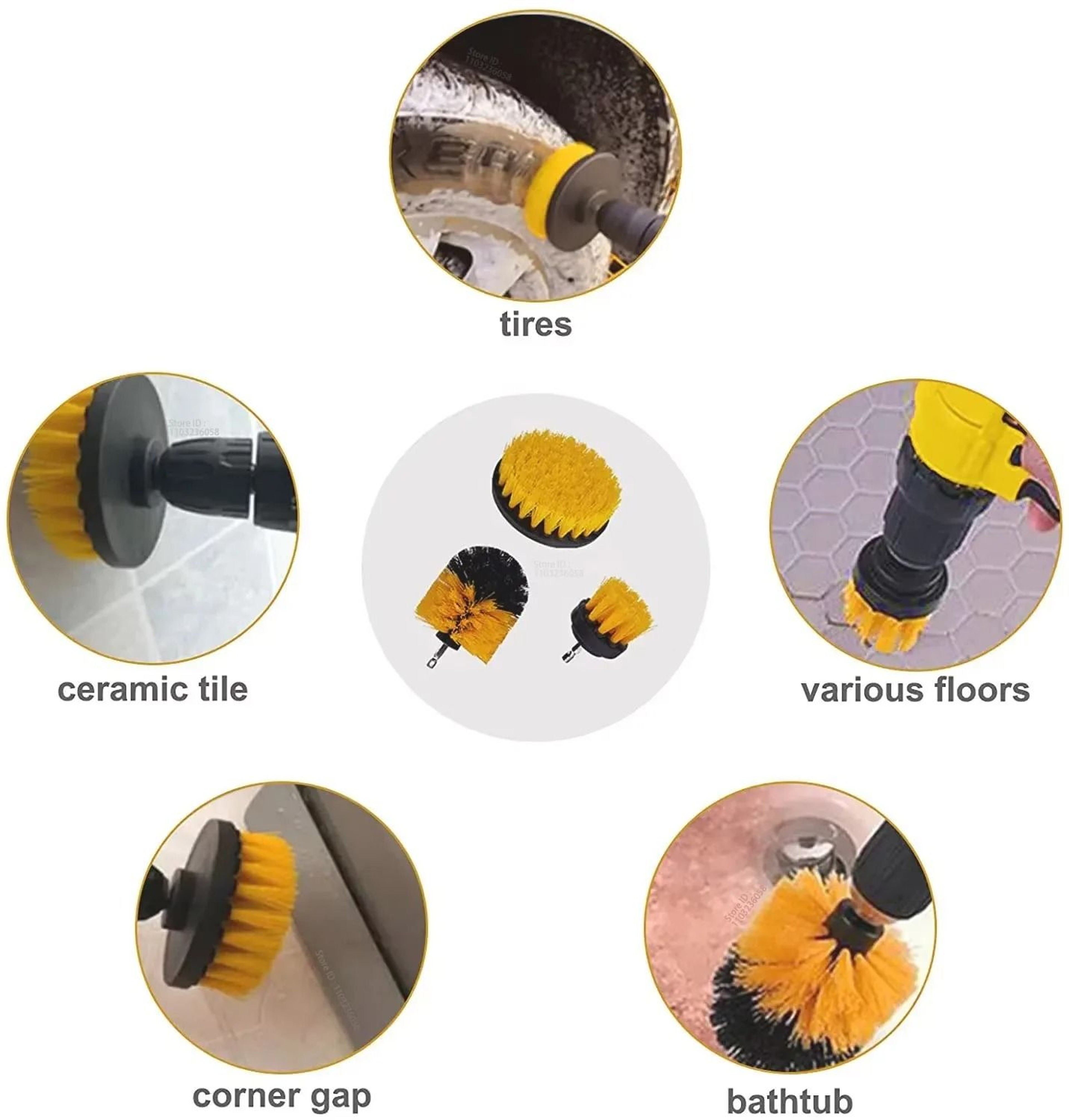 Car Detailing Brushes And Electric Drill Brush Kit For Automotive Cleaning 3