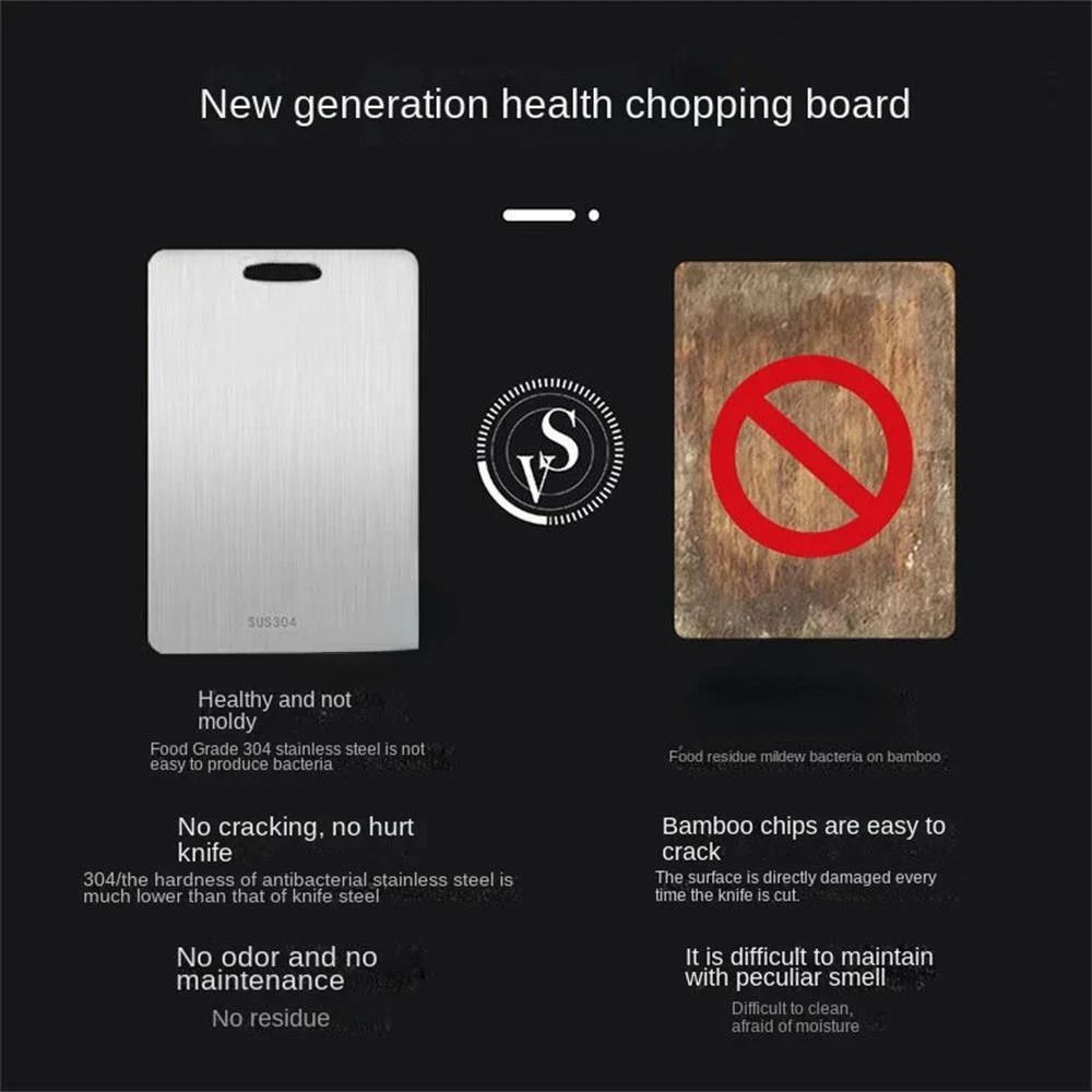 DoubleSided 316 Stainless Steel And Wood Fiber Professional Chopping Board 4