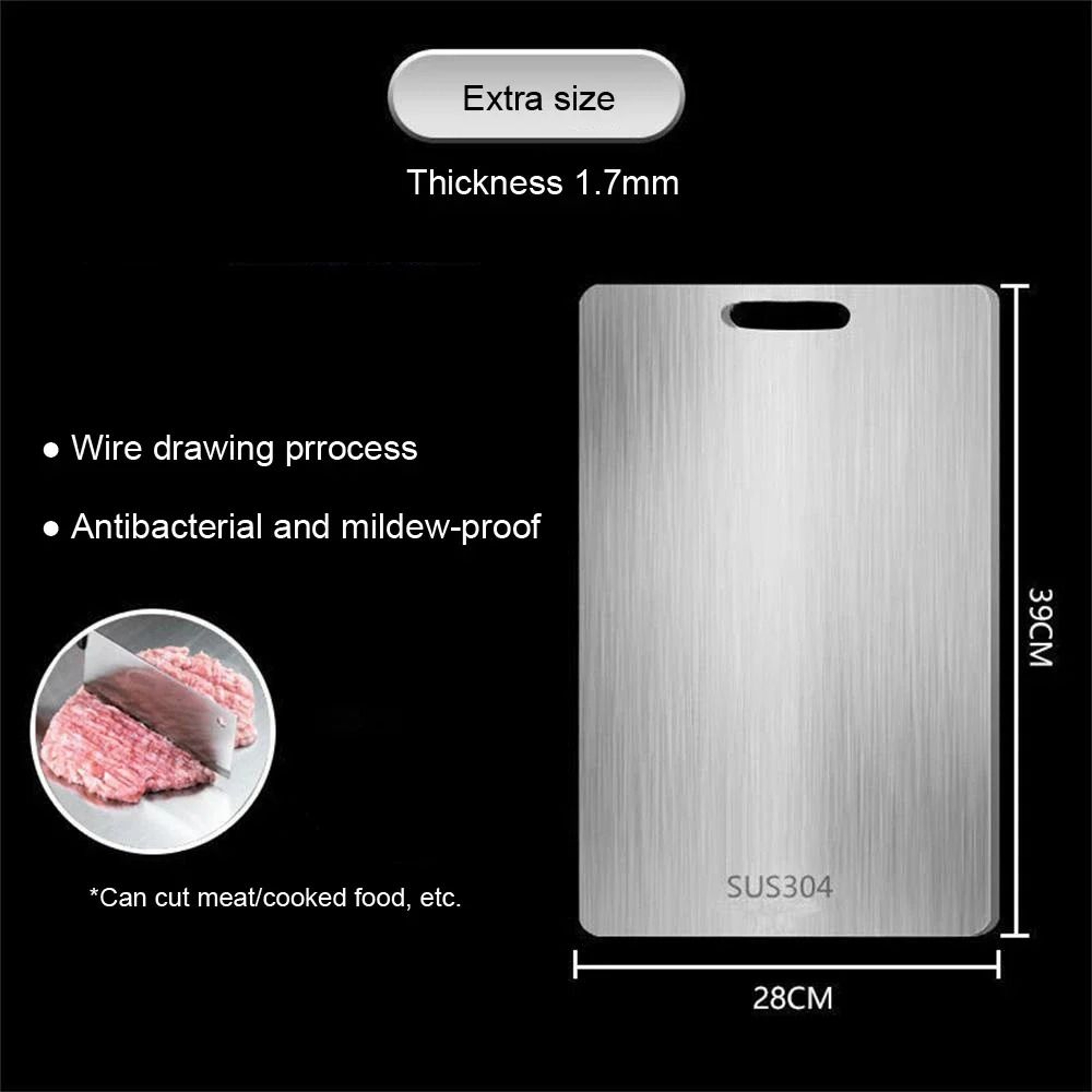 DoubleSided 316 Stainless Steel And Wood Fiber Professional Chopping Board 8