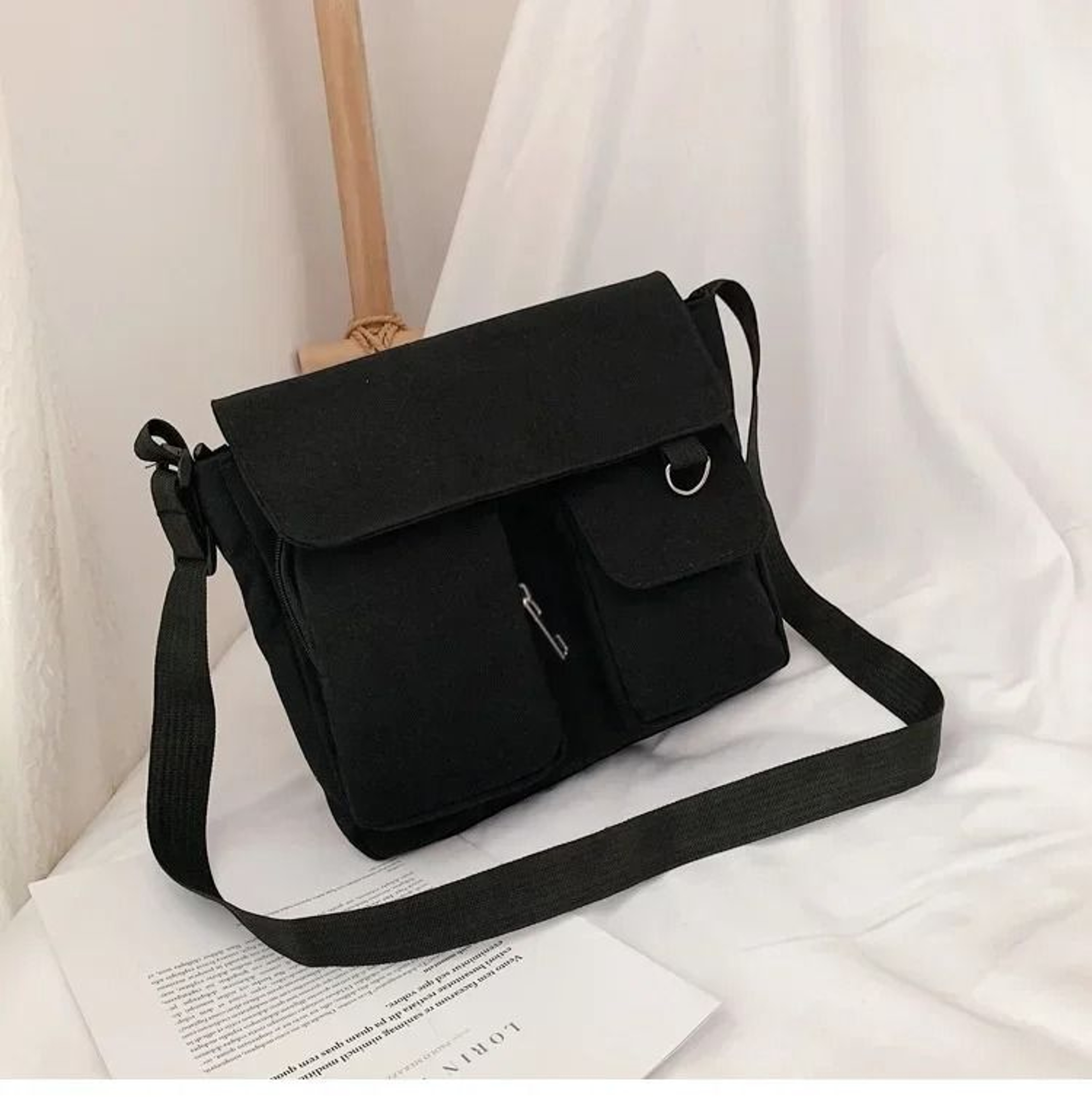 Large Capacity Canvas Crossbody Bag Harajuku Style Youth Fashion School Bag 6