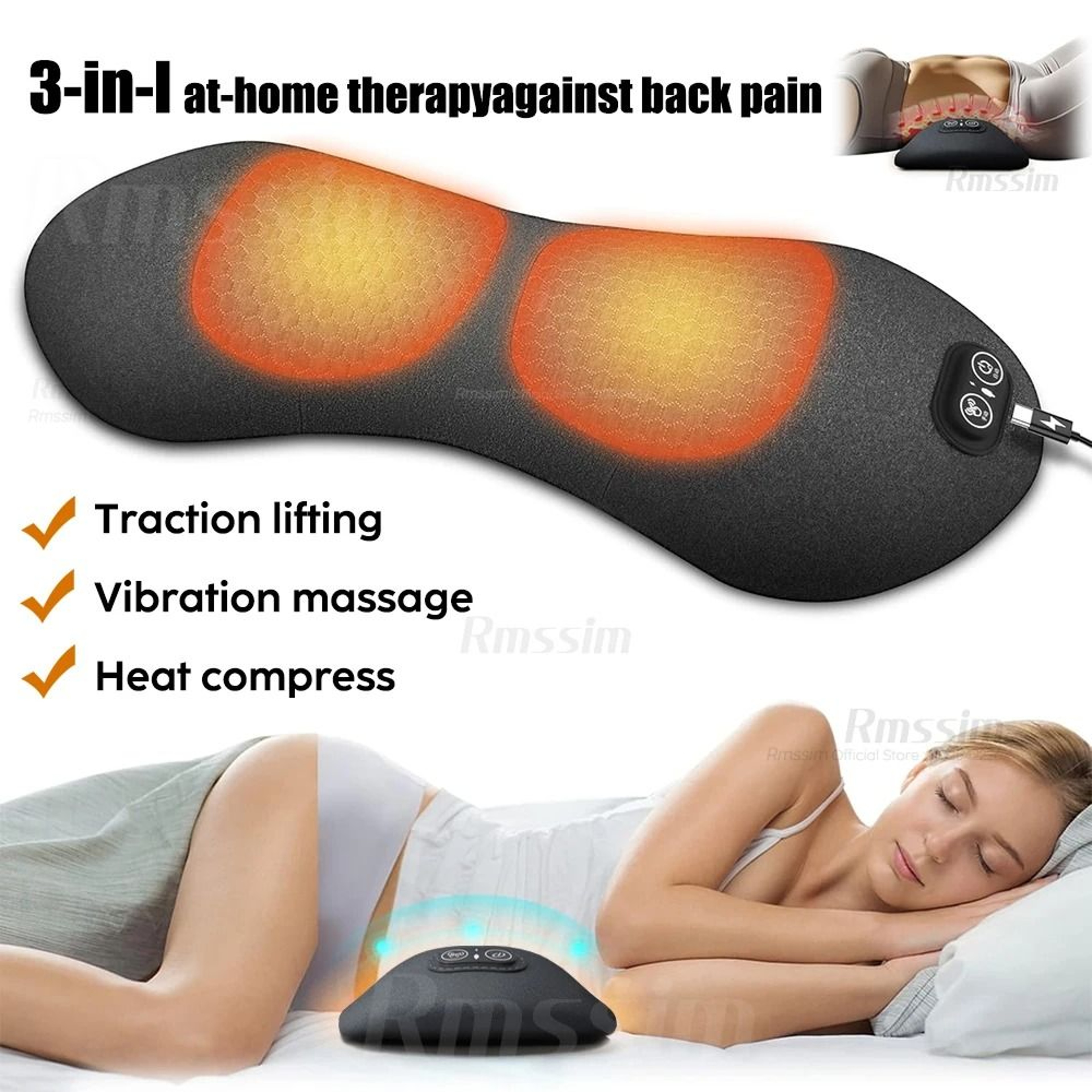 3 In 1 Electric Lumbar Support Pillow With Adjustable Height 0